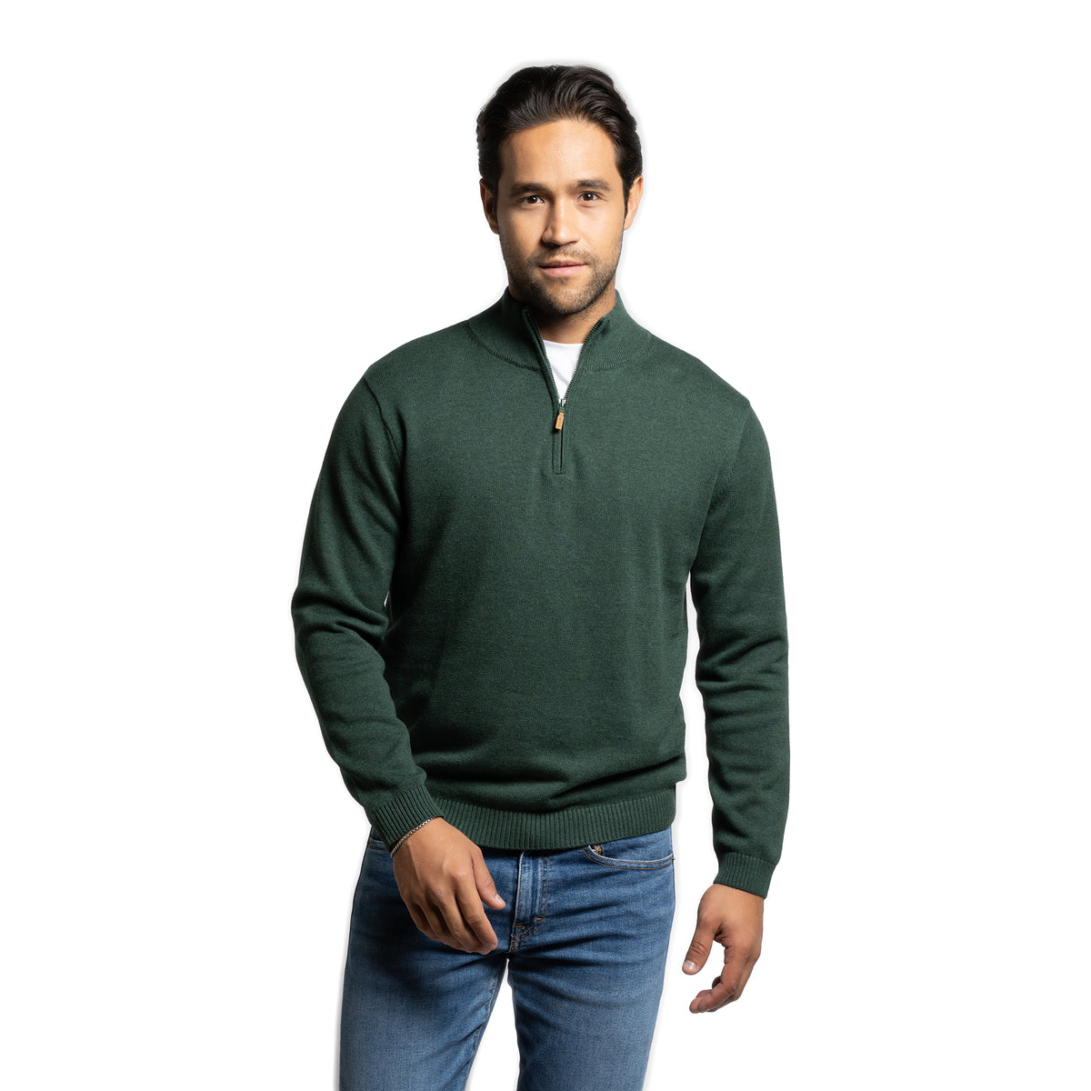 Forte Cashmere outlet Green 1/4 Zip Sweater