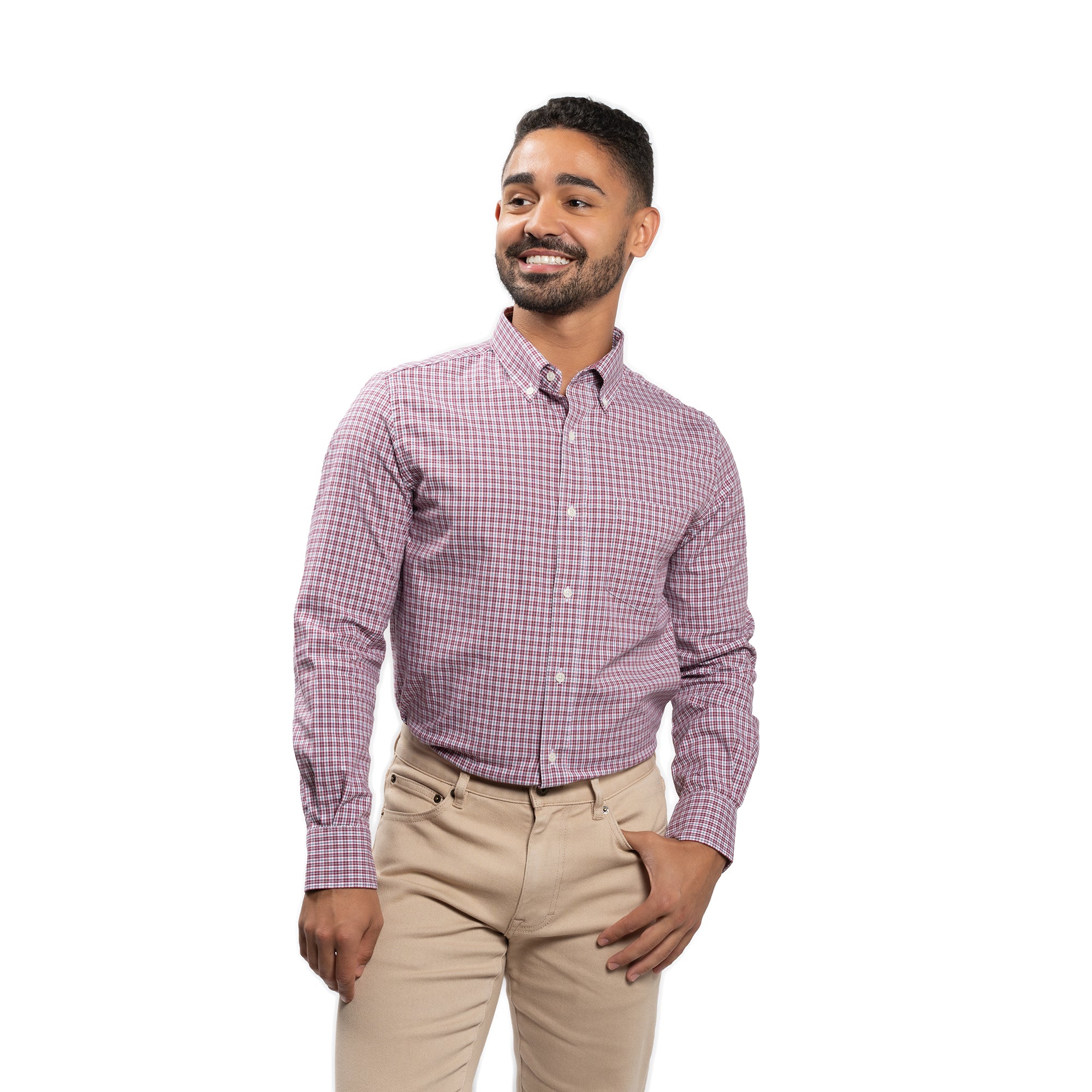 Everyday Stretch Oxford Standard Fit -  Red White Tattersall