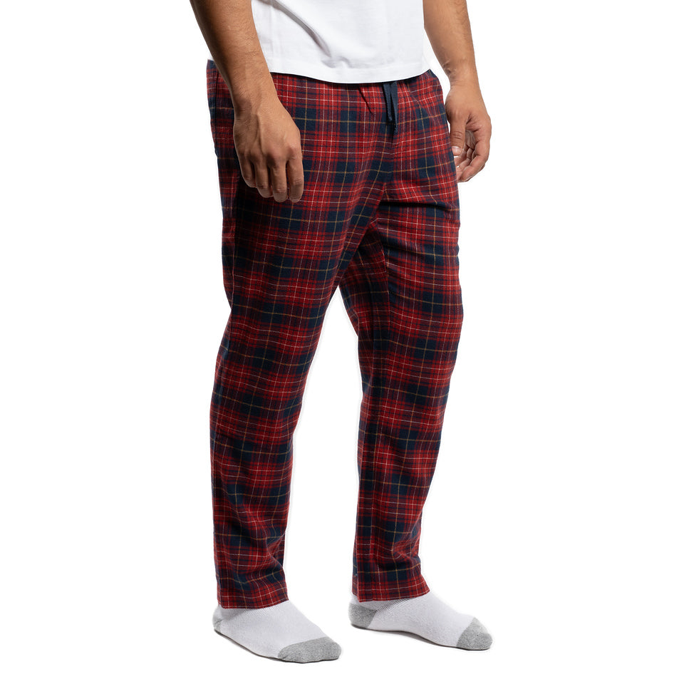 Pajama Pants - Navy Red Check Flannel