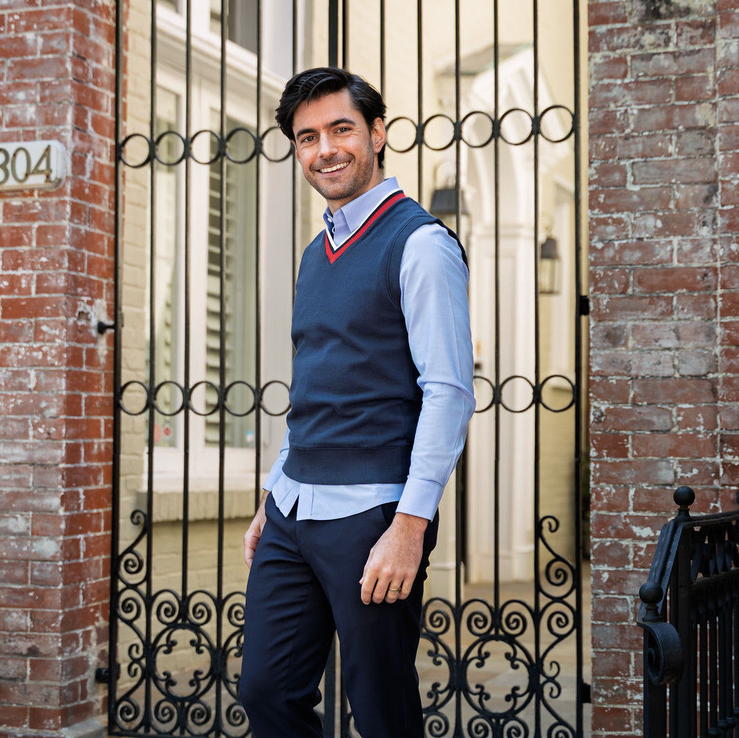 Cotton Sweater Vest - Navy Cotton Sweater Vest - Navy