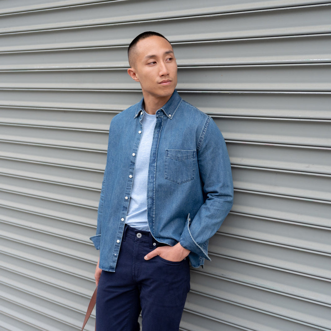 Denim Shirts Standard Fit, Medium Wash Peter Manning NYC