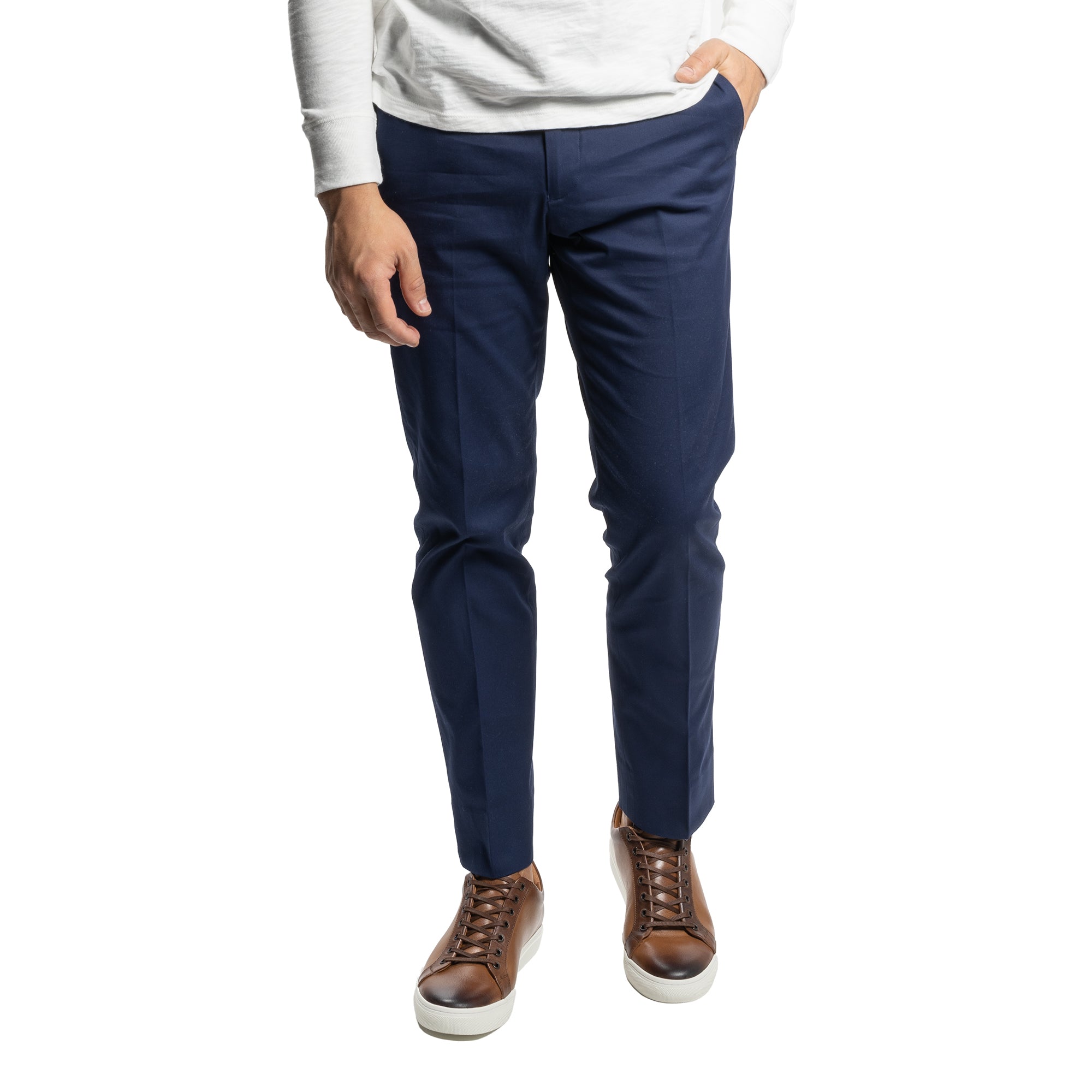 Stretch Cotton Trousers - Navy
