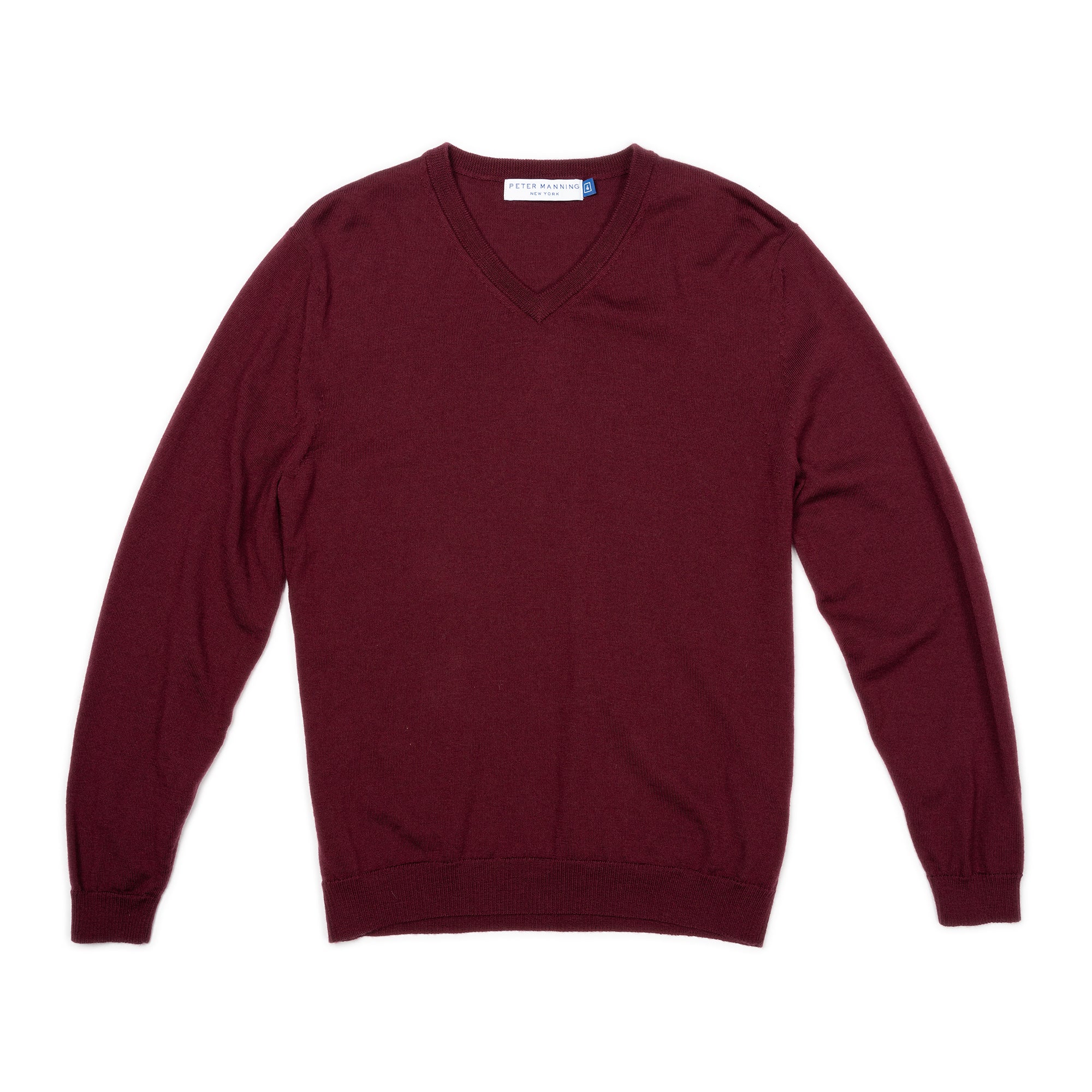 Wool Sweaters V Neck - Burgundy