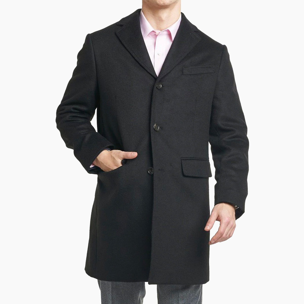 Fulton Wool Cashmere Topcoat, Black | Peter Manning NYC