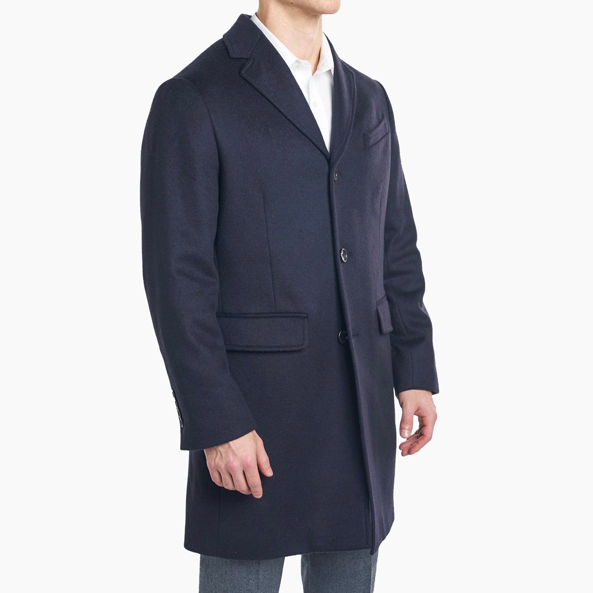 Fulton Wool Cashmere Topcoat - Navy