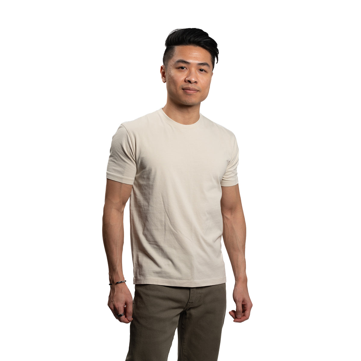 Green Crew Neck T-Shirt for Shorter Men