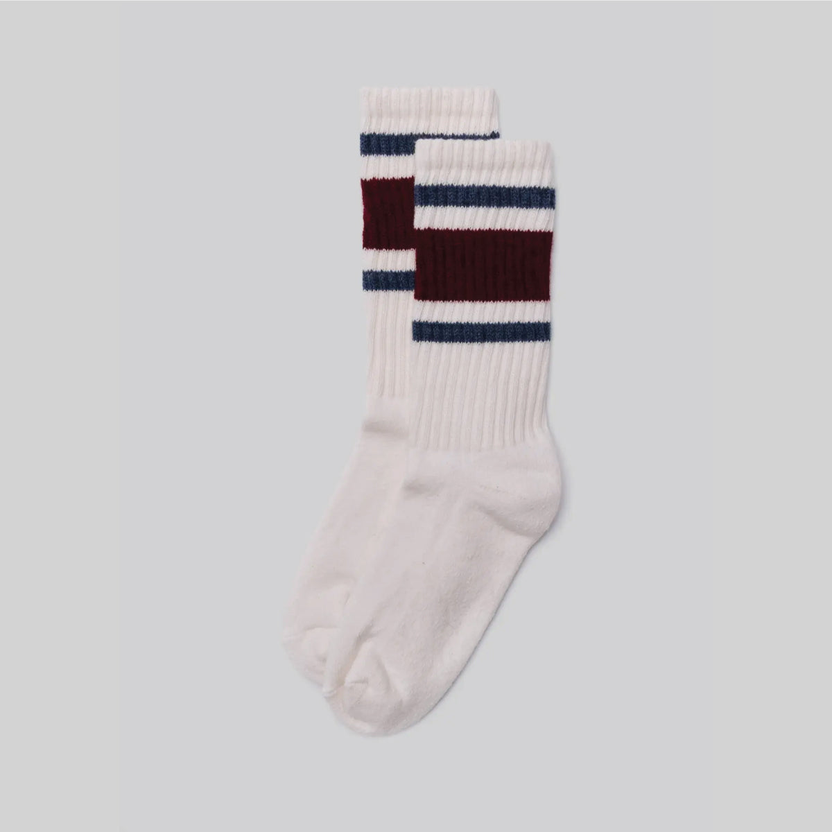 Cotton Retro Stripe Socks - Red Heather