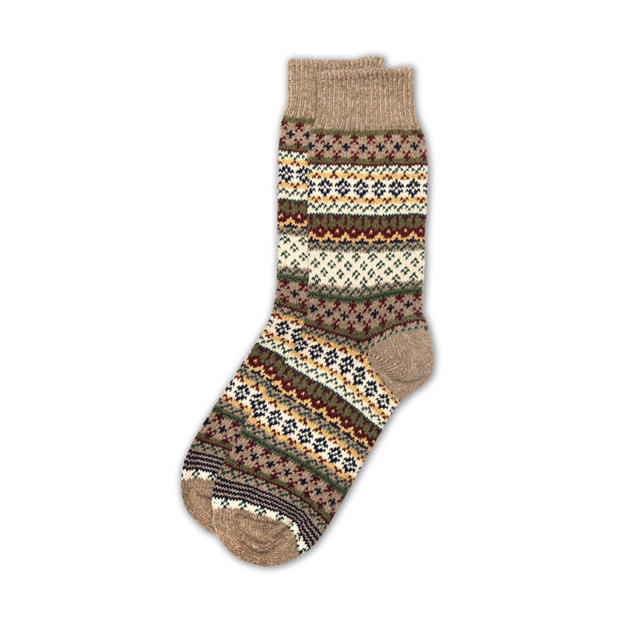 Cotton Fair Isle Socks - Brown