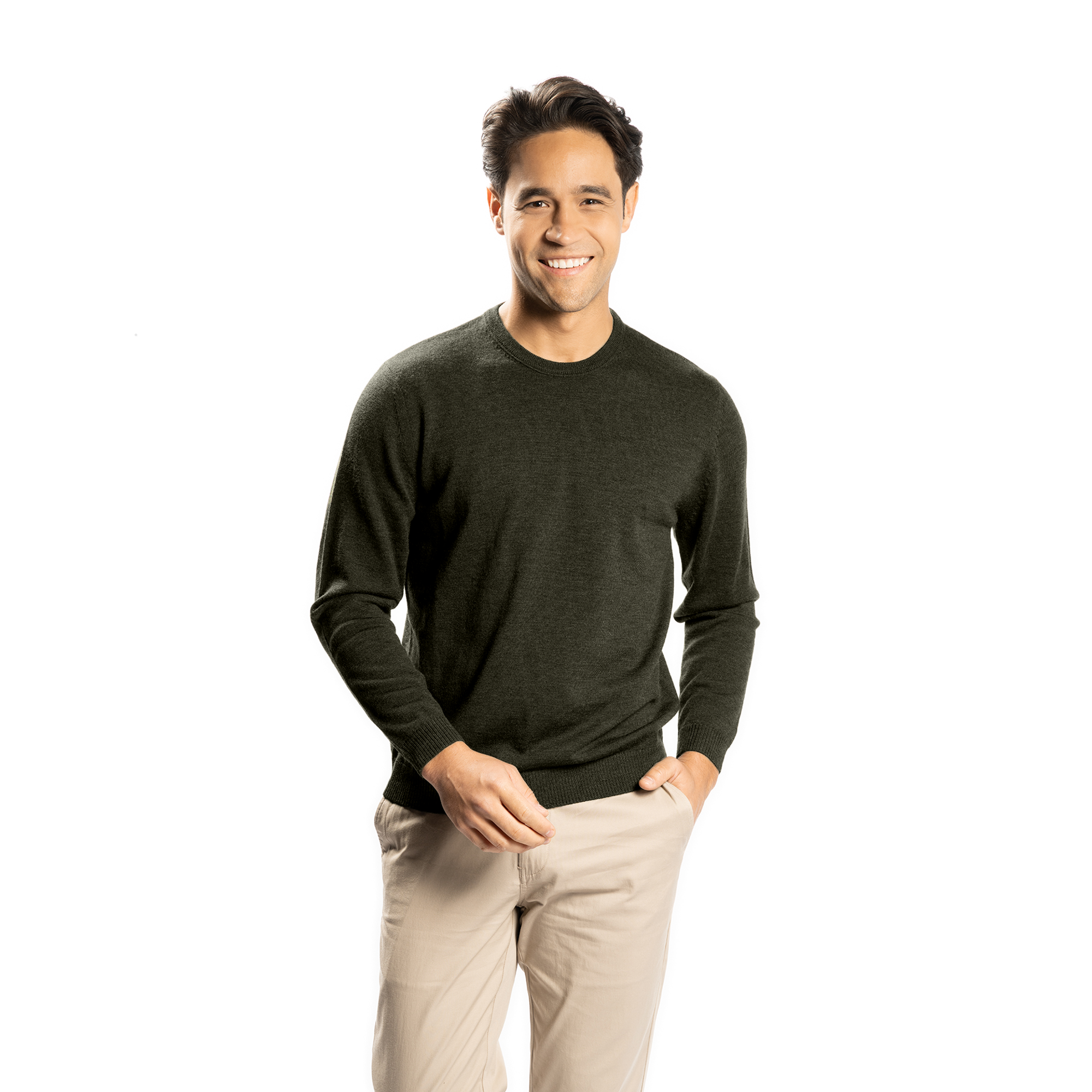 Merino Wool Sweaters Crew Neck - Hunter Green