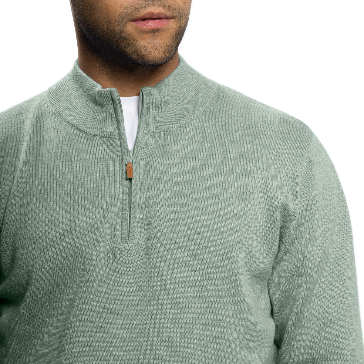 Pima Cotton Quarter Zip Sweaters, Sea Green | Peter Manning NYC