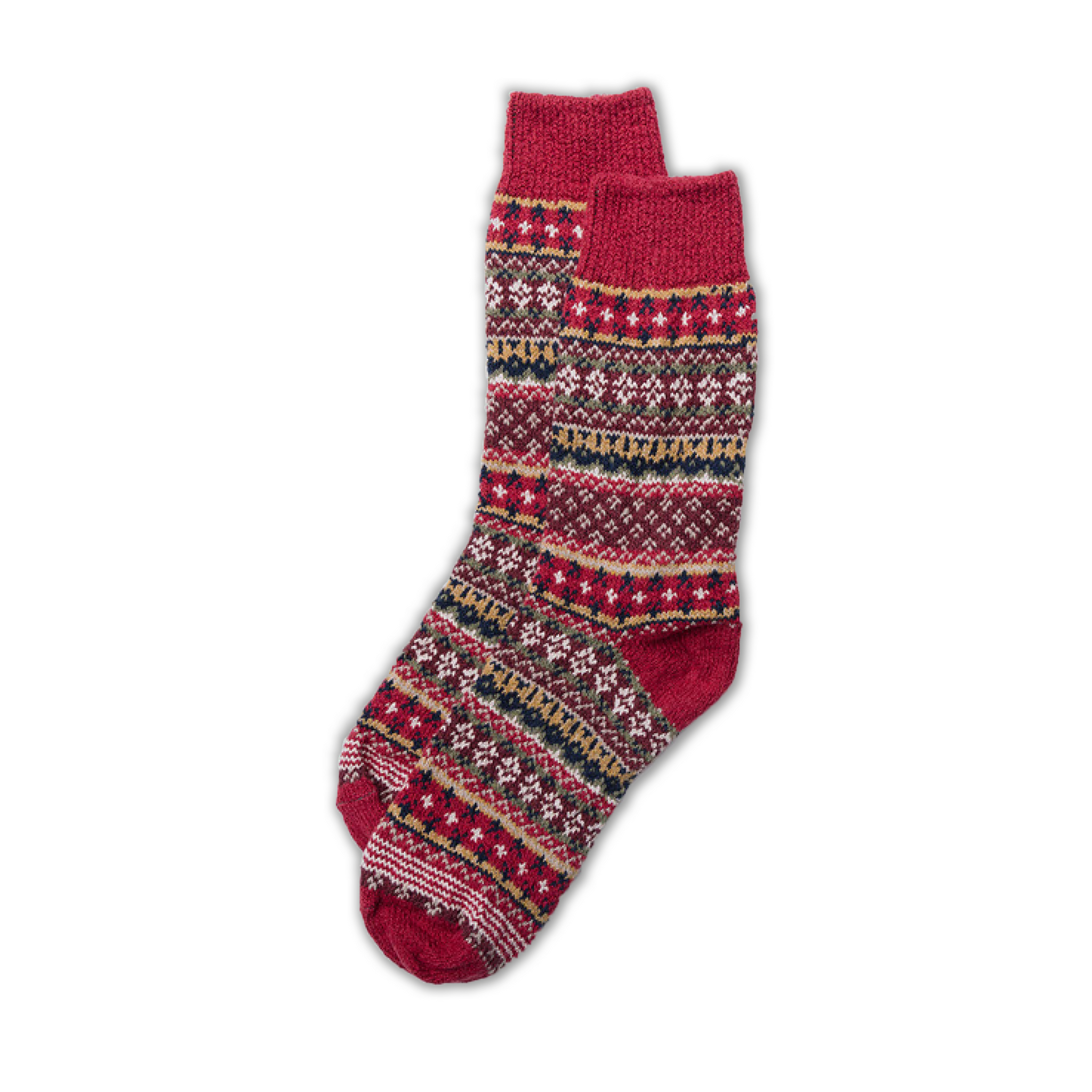 Cotton Fair Isle Socks - Red