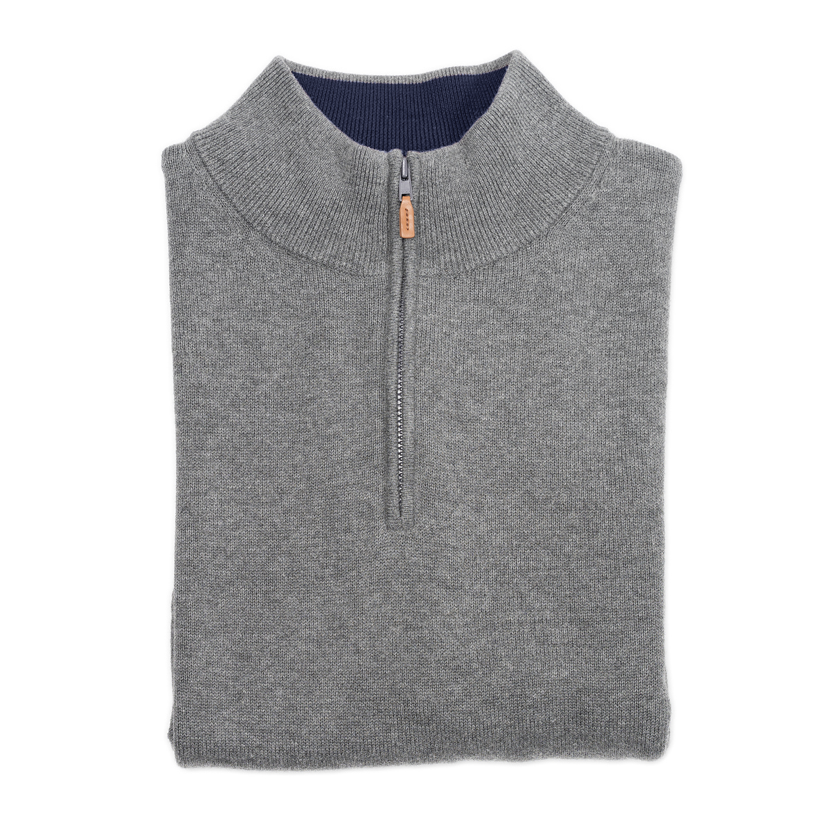 Cotton Quarter Zip Sweaters - Charcoal