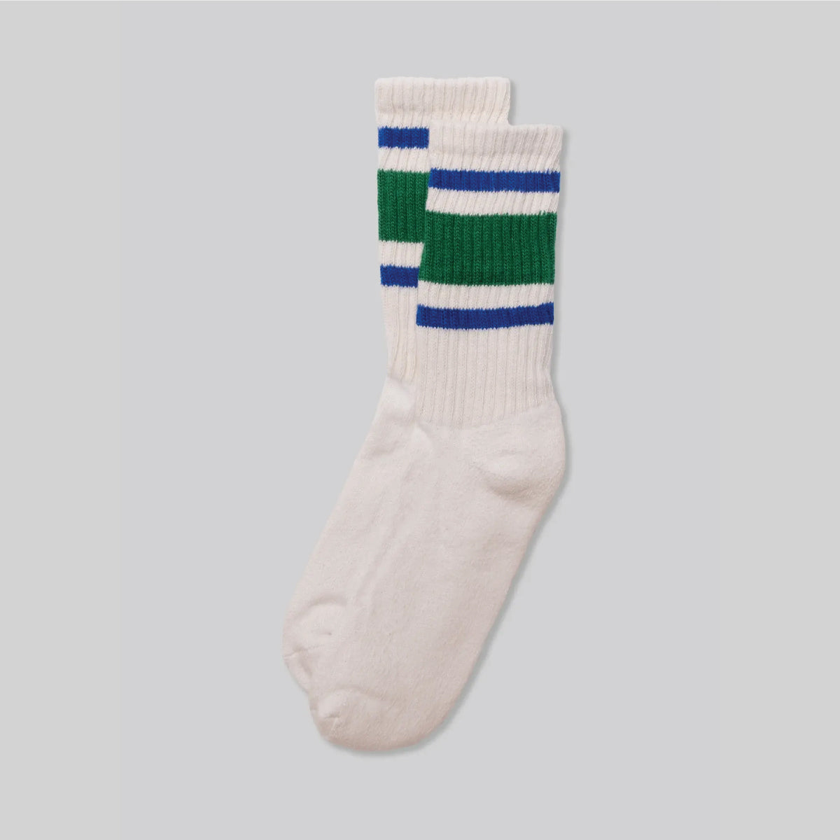 Cotton Retro Stripe Socks - Kelly Green