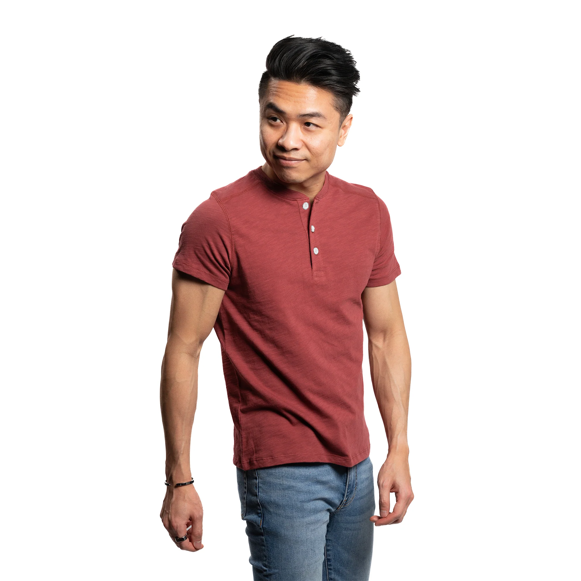 Henley Shirt Short Sleeve - Burgundy