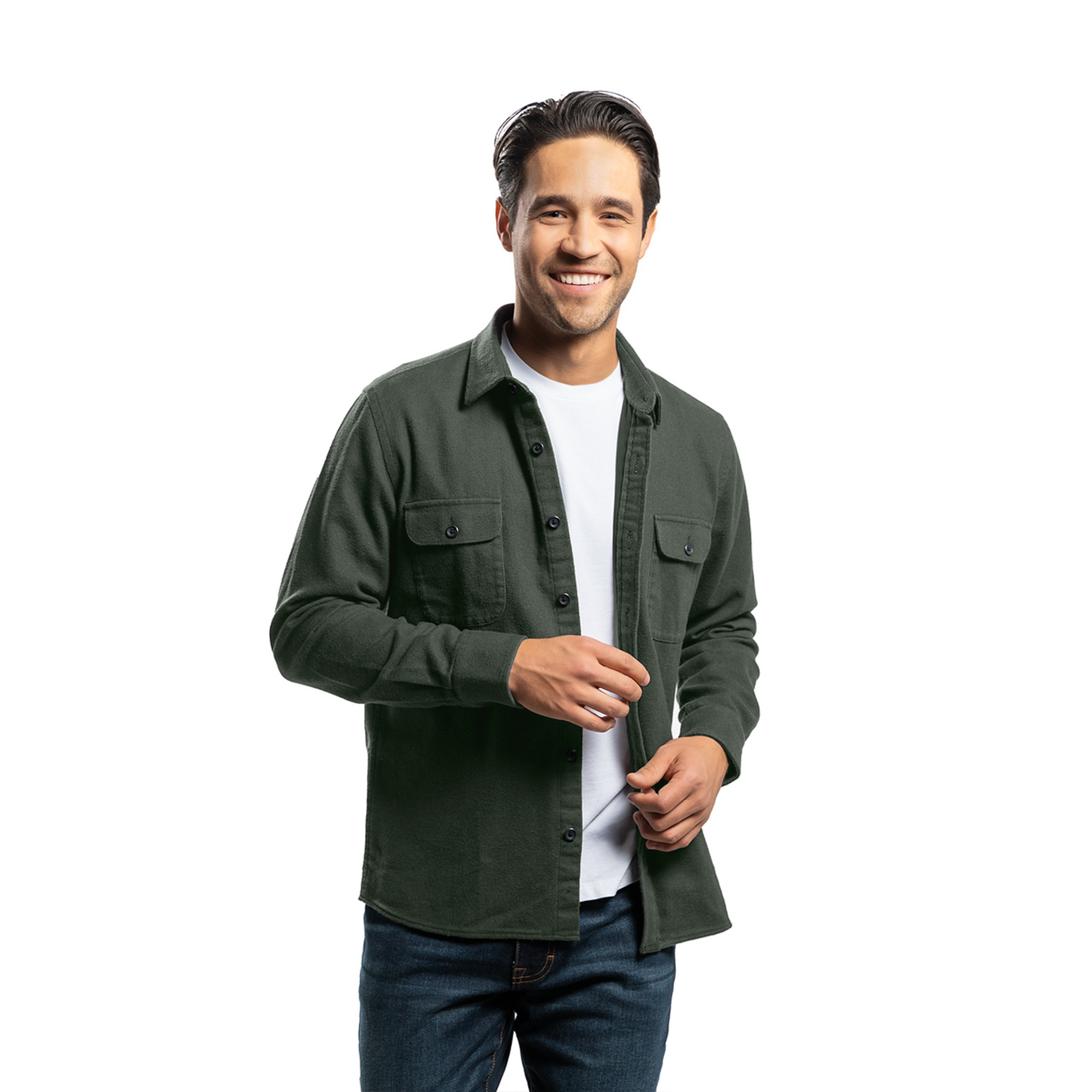 Flannel Shirt Jackets - Forest Green
