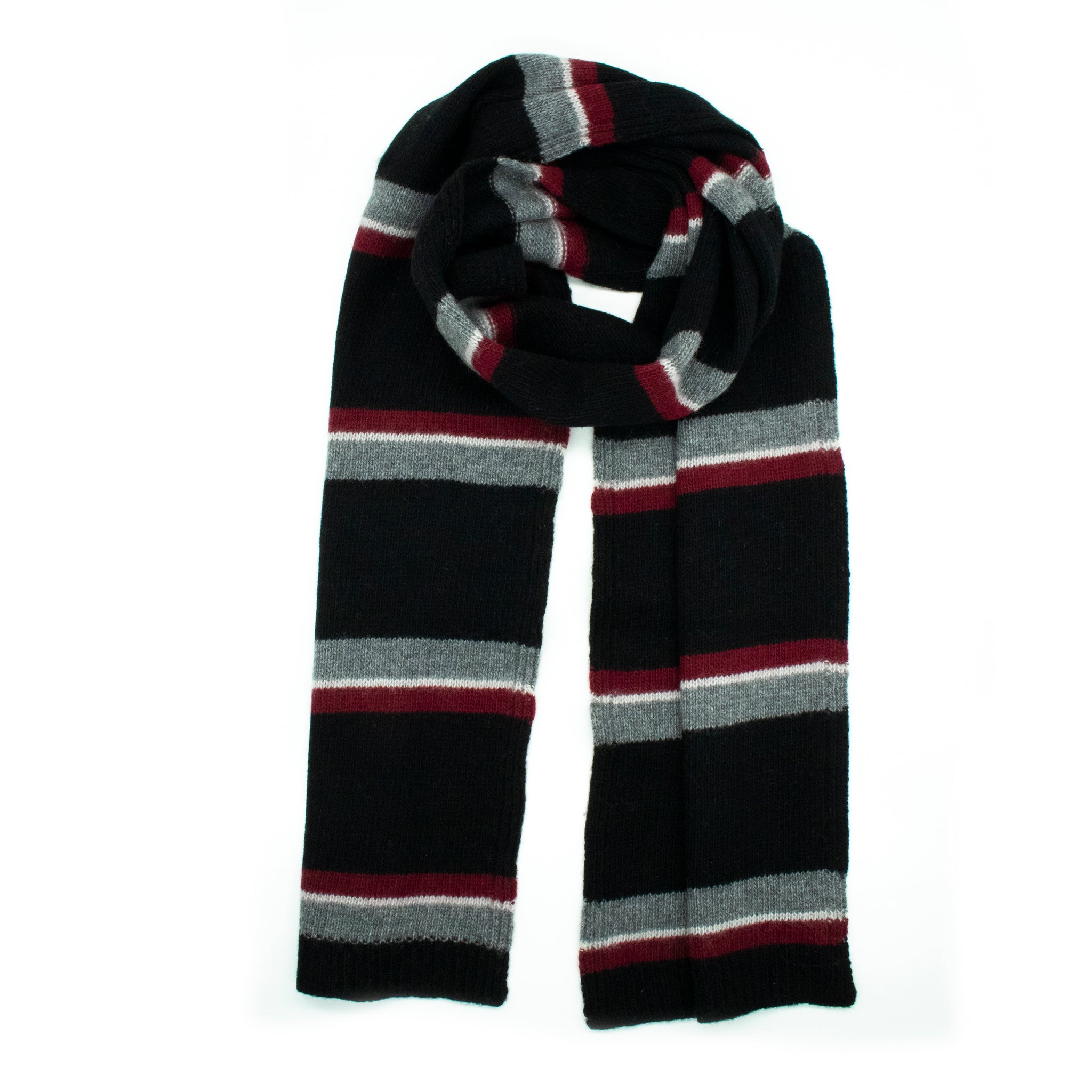 Cashmere Scarves - Black Multi Stripe