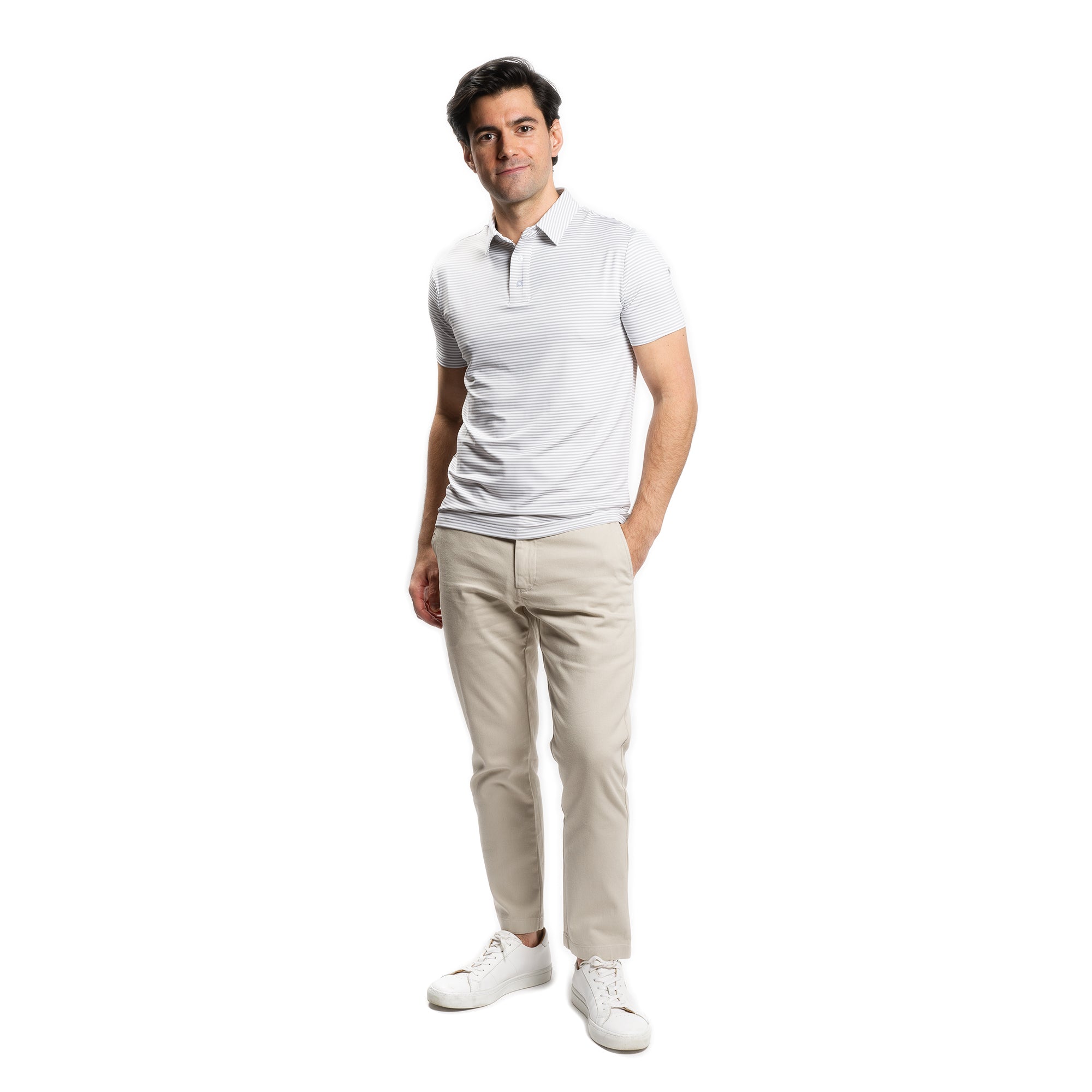 Tech Polos - Grey Stripe