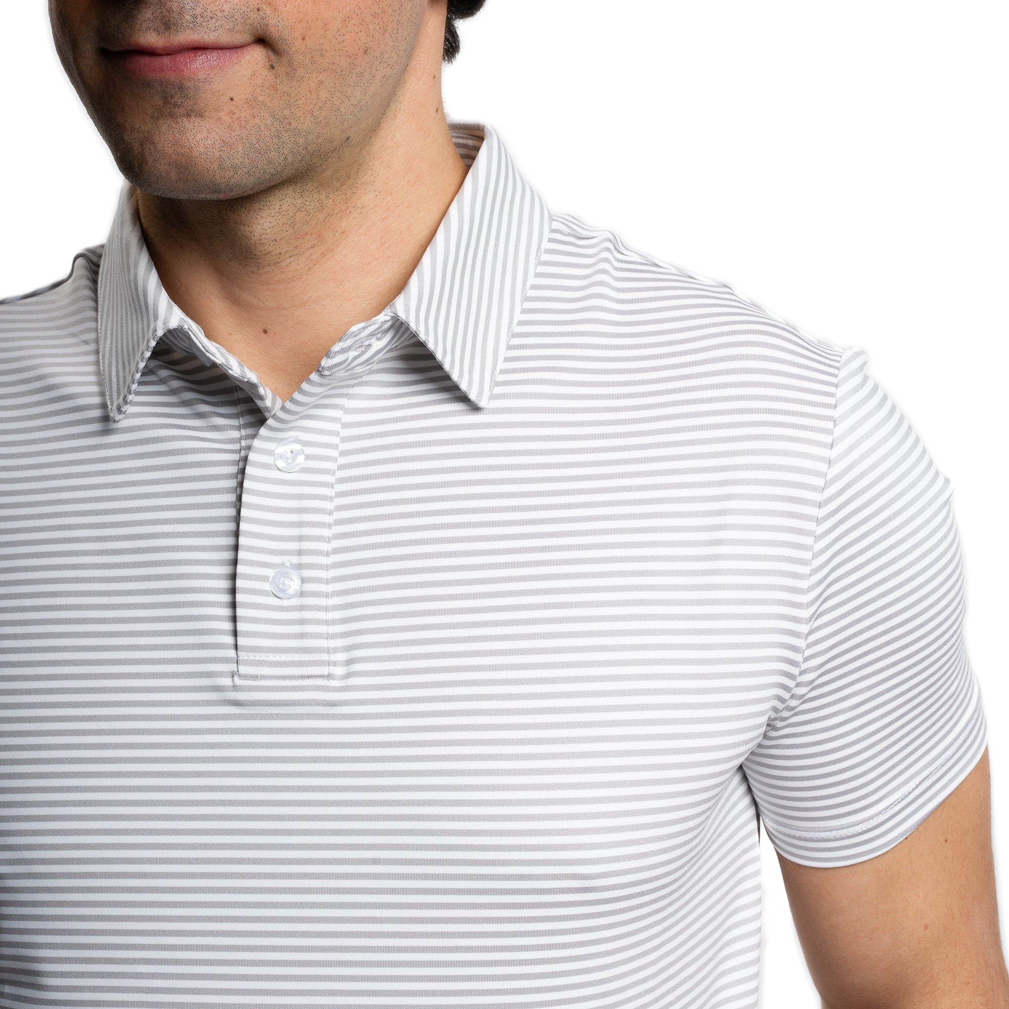 Tech Polos - Grey Stripe