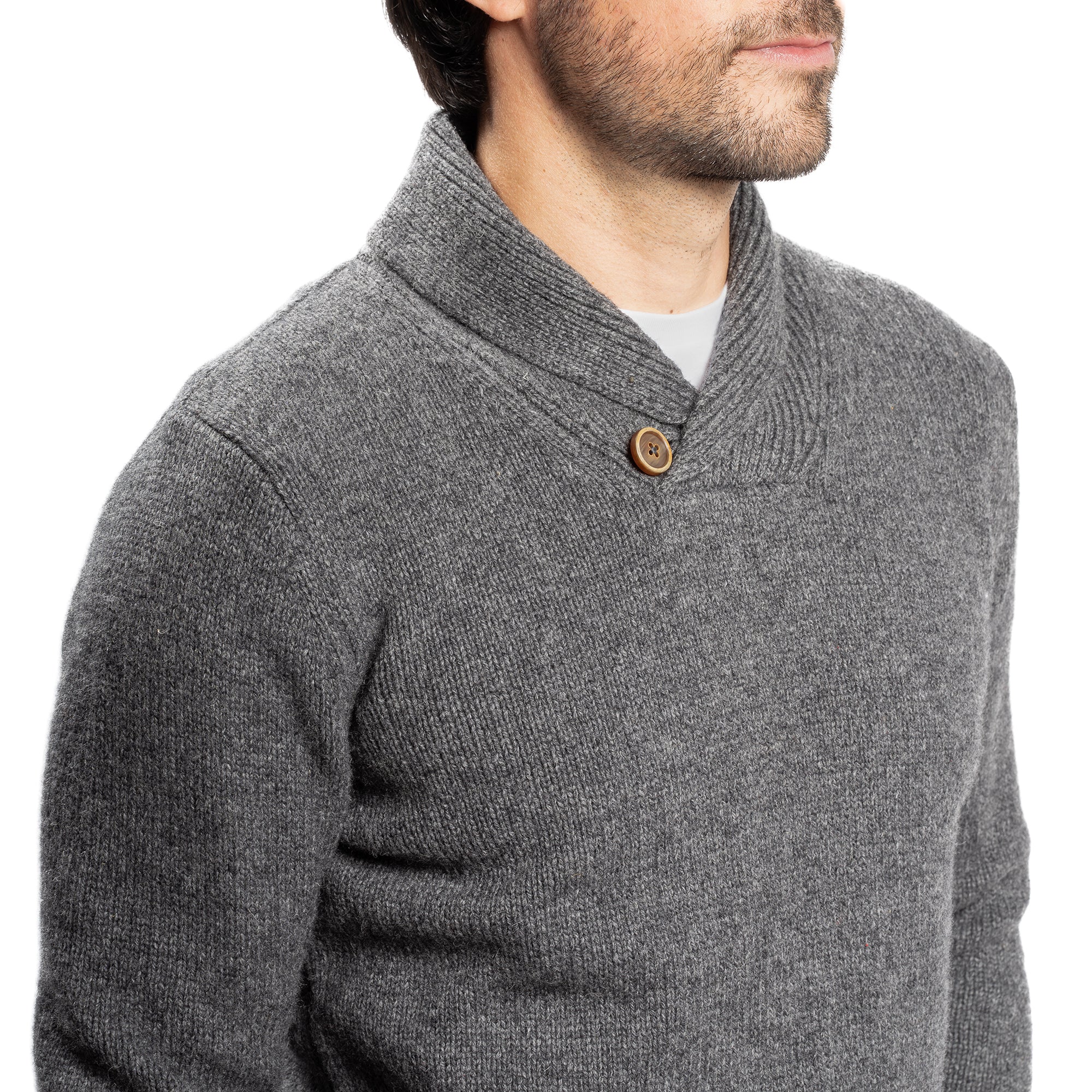 Wool Shawl Collar Sweaters - Grey