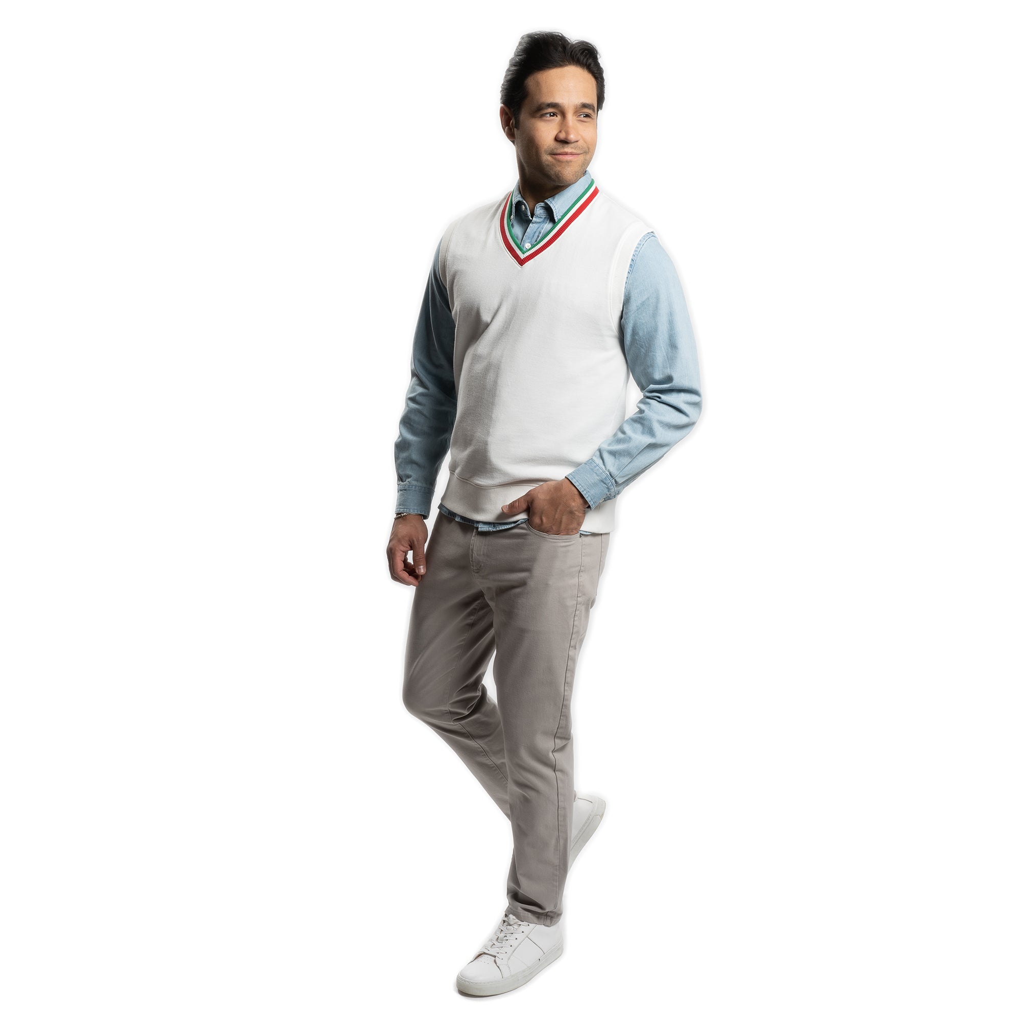Cotton Sweater Vest - White