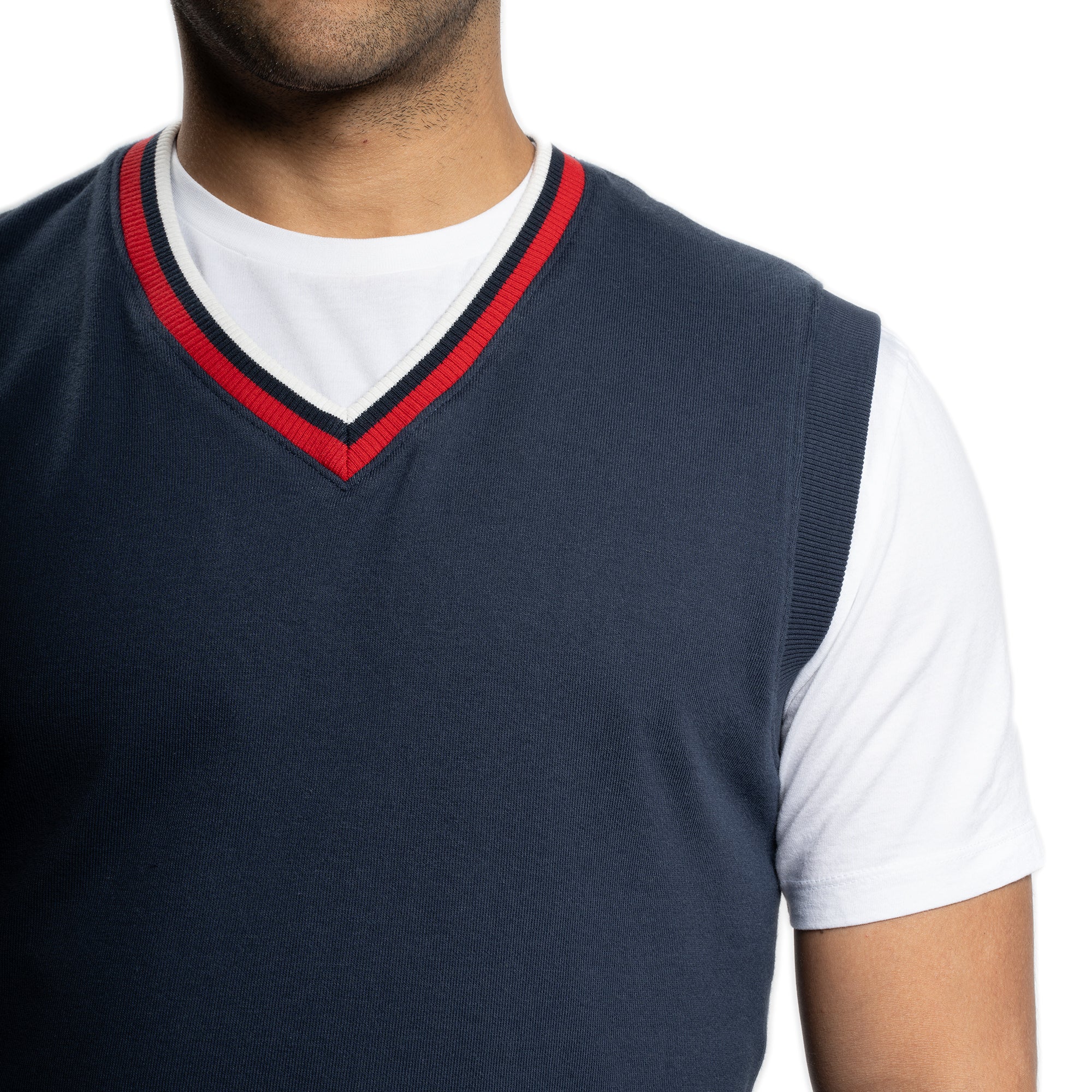 Cotton Sweater Vest - Navy