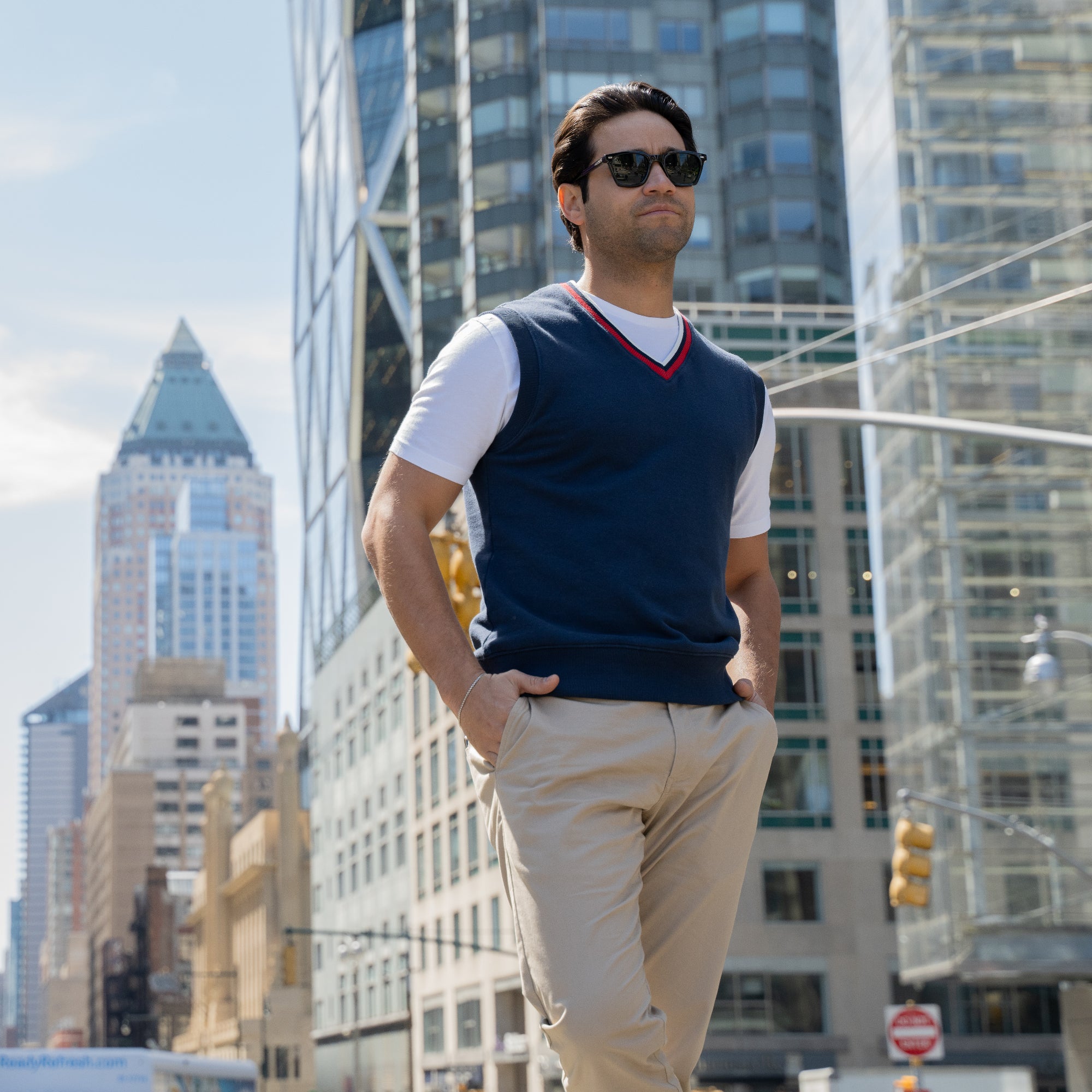 Cotton Sweater Vest - Navy
