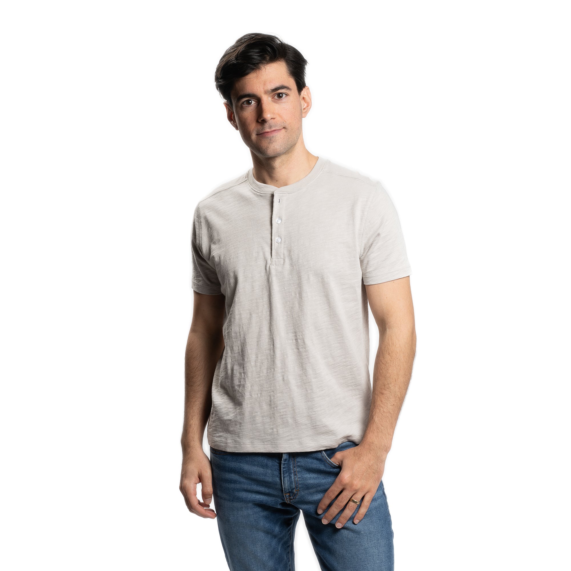 Henley Shirt Short Sleeve, Light Grey Peter Manning NYC