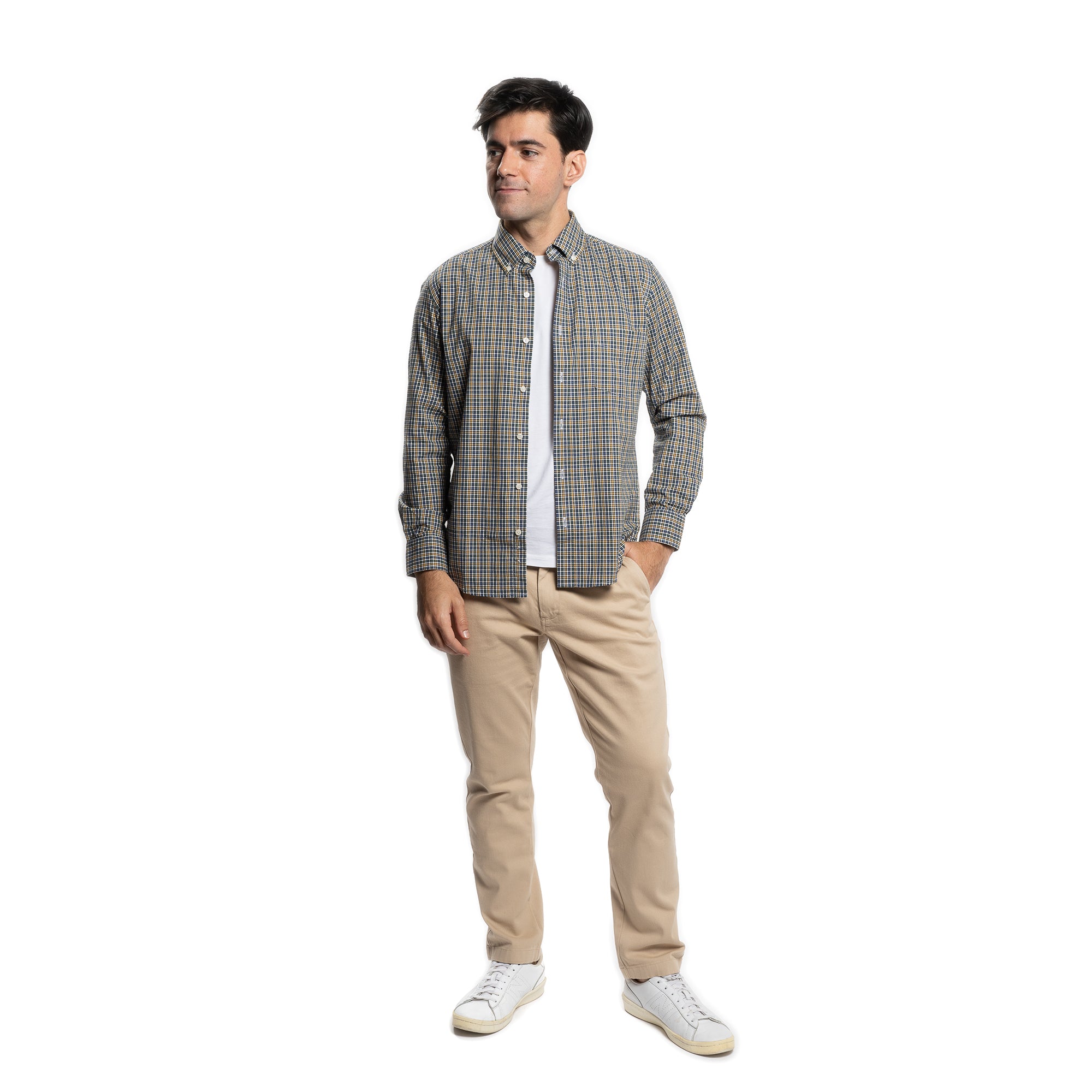 Everyday Stretch Oxford Standard Fit -  Blue Green Yellow Check