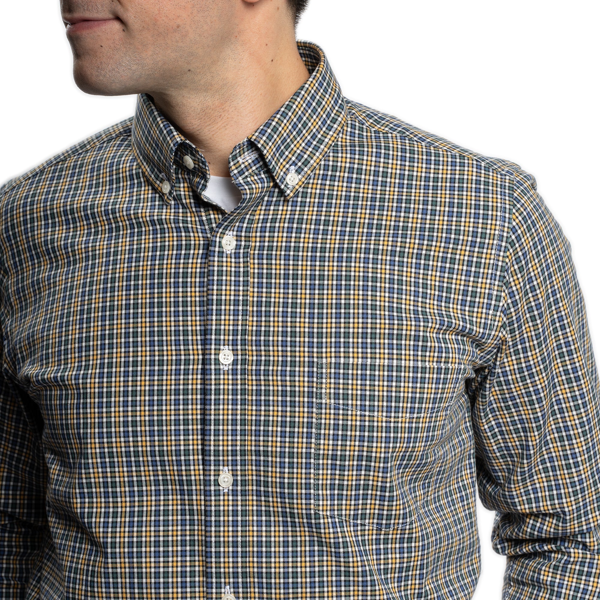 Everyday Stretch Oxford Standard Fit -  Blue Green Yellow Check