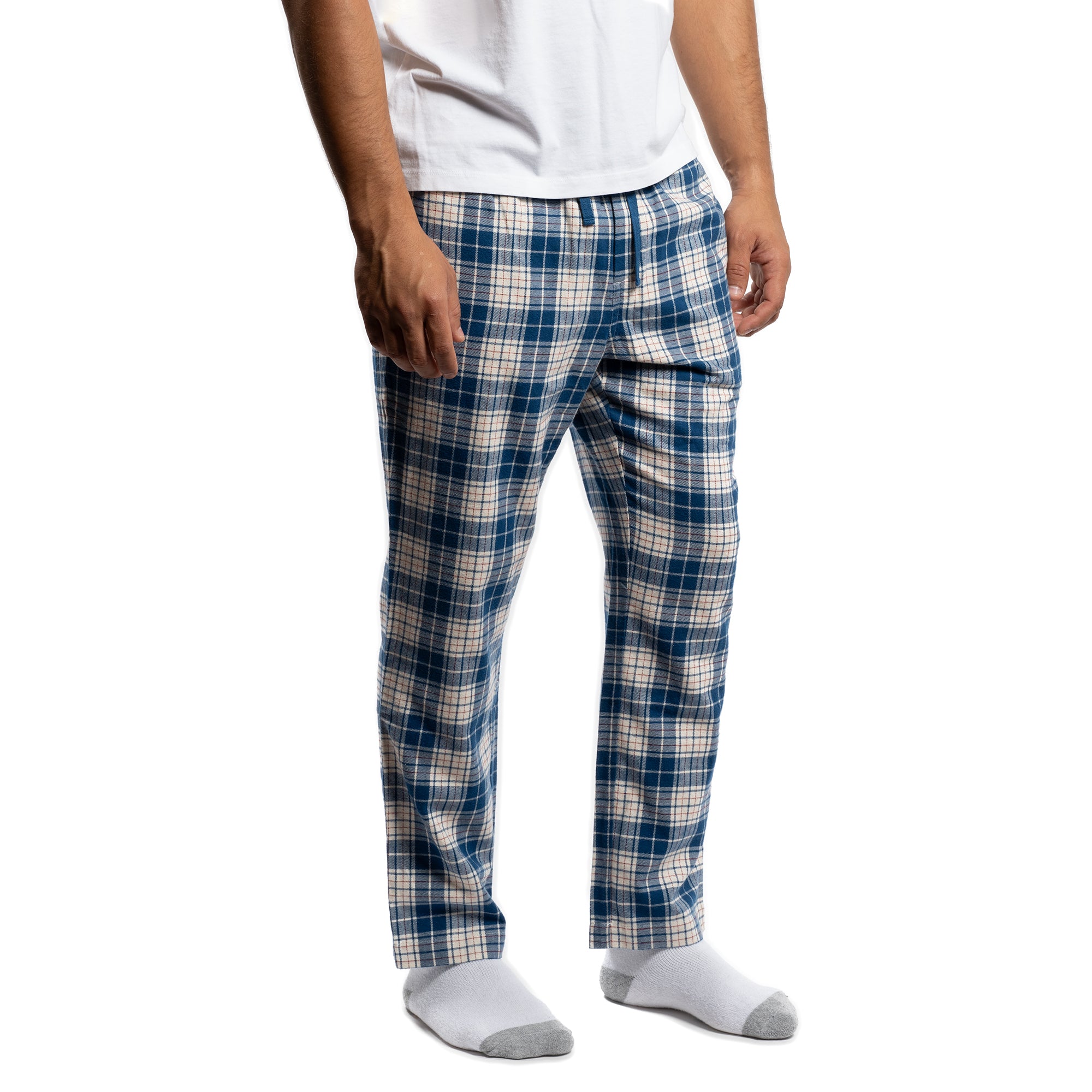 Pajama Pants, Blue White Check Flannel