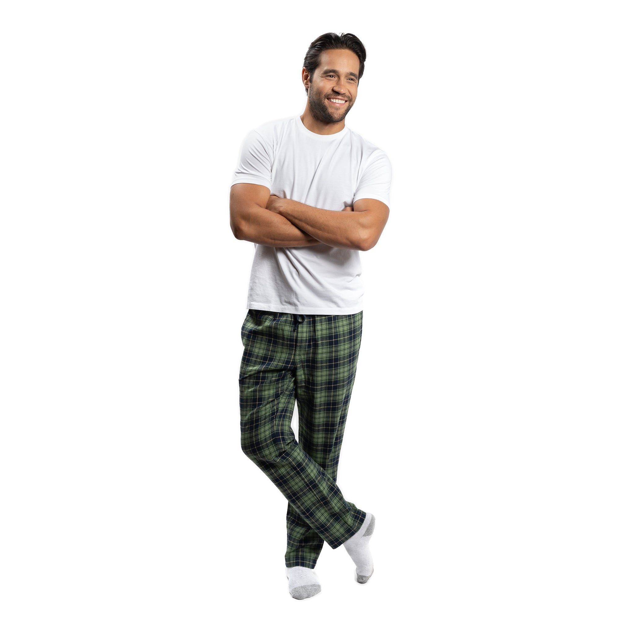 Pajama Pants - Navy Olive Check Flannel