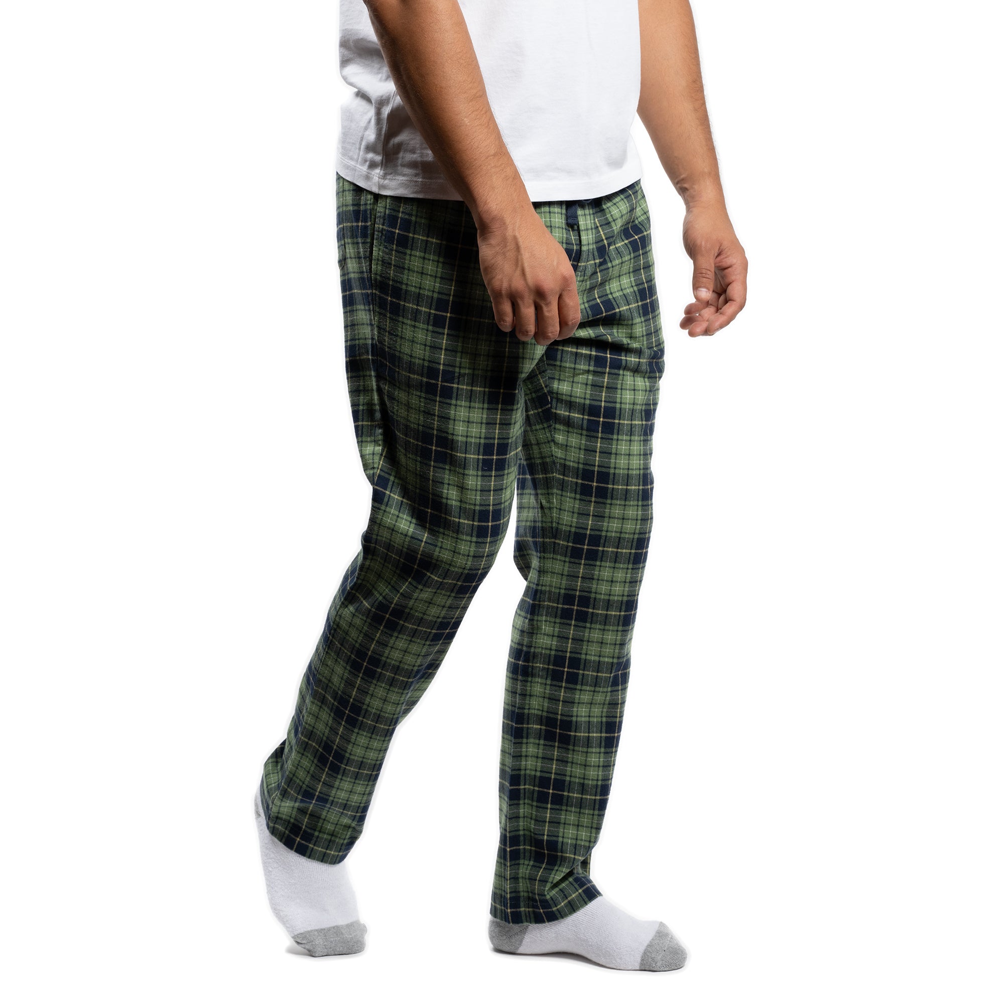 Pajama Pants - Navy Olive Check Flannel