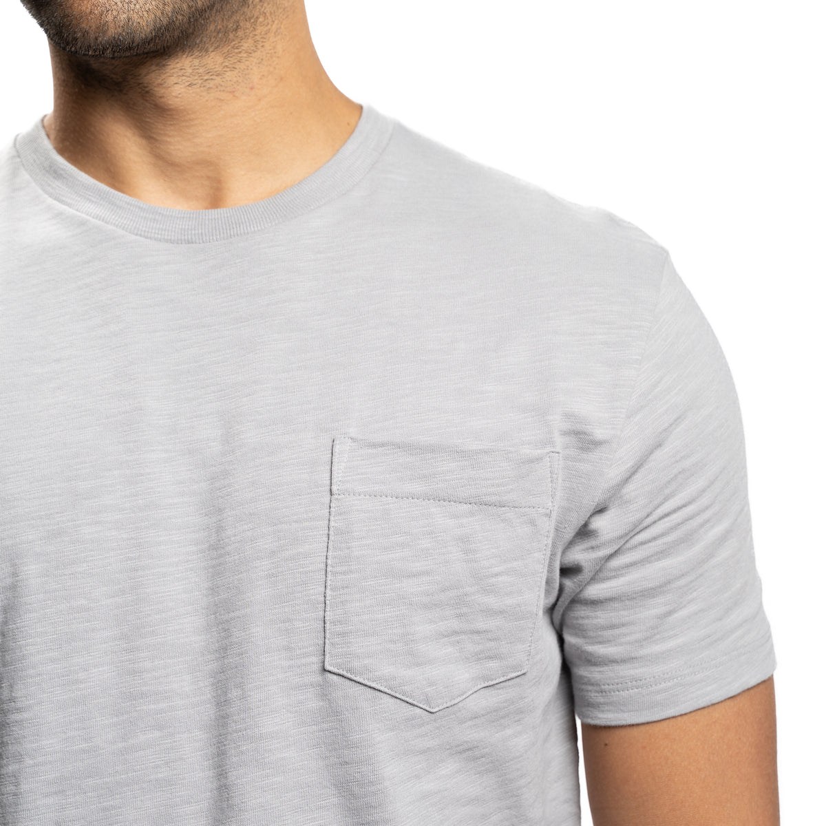 Slub Pocket T-Shirt, Light Grey | Peter Manning NYC