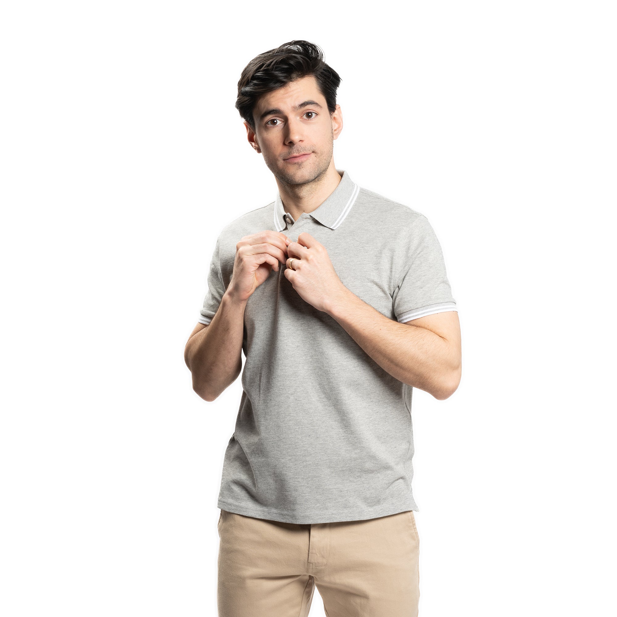 James Polo Shirt - Heather Grey Tipped