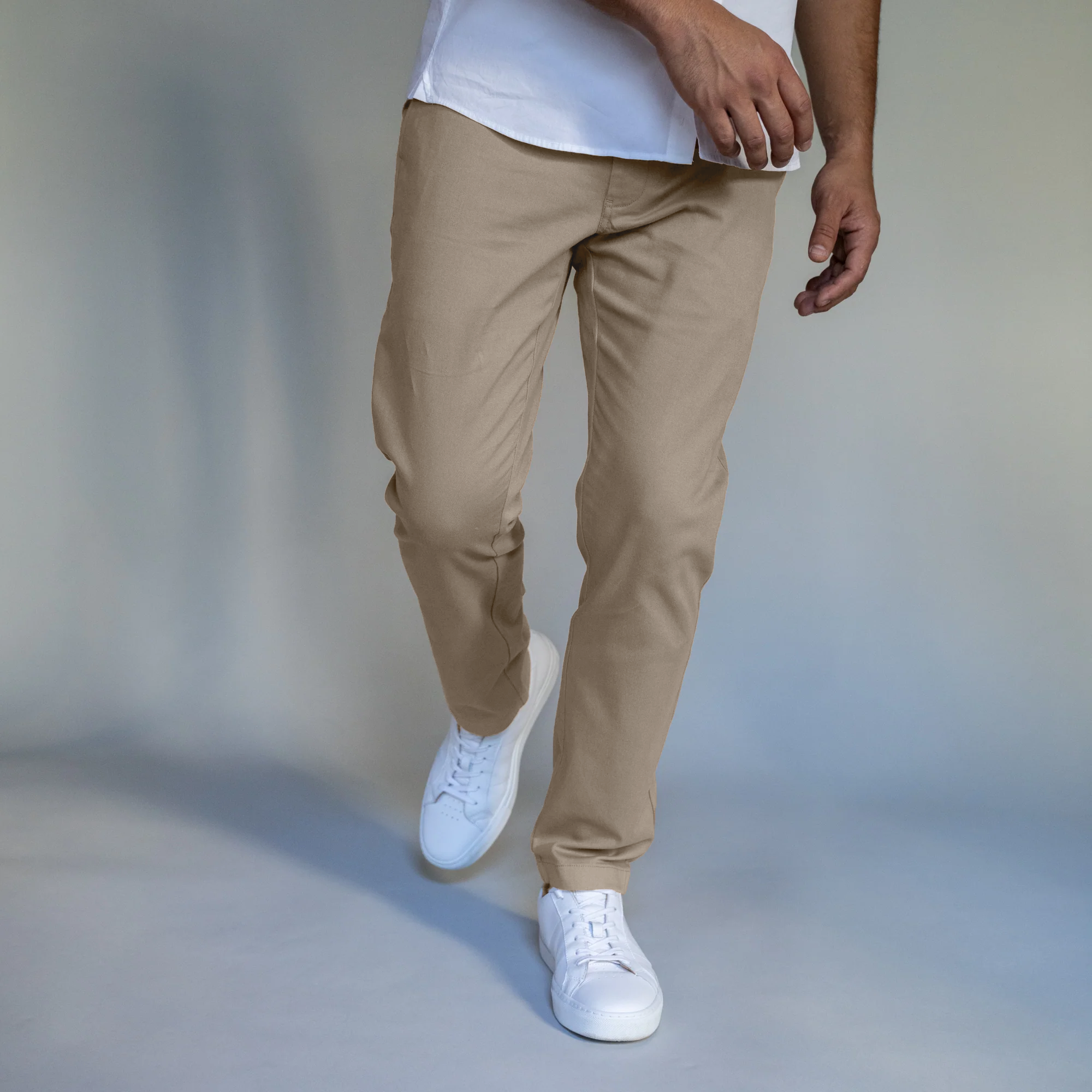 green emerald velvet dress Haggar Life Khaki Flex Chino Pants, Flat Front in Putty main image 0