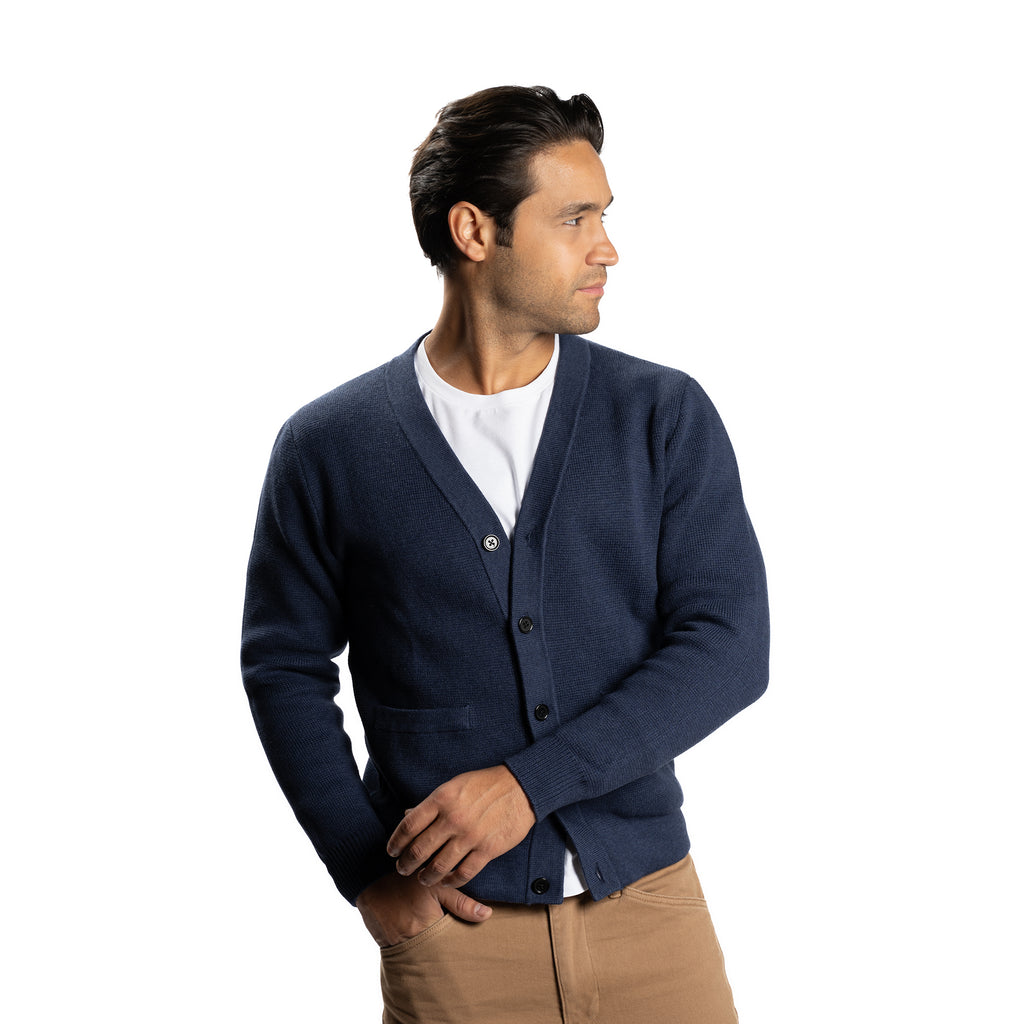 Cotton Cardigan Sweaters, Navy | Peter Manning NYC