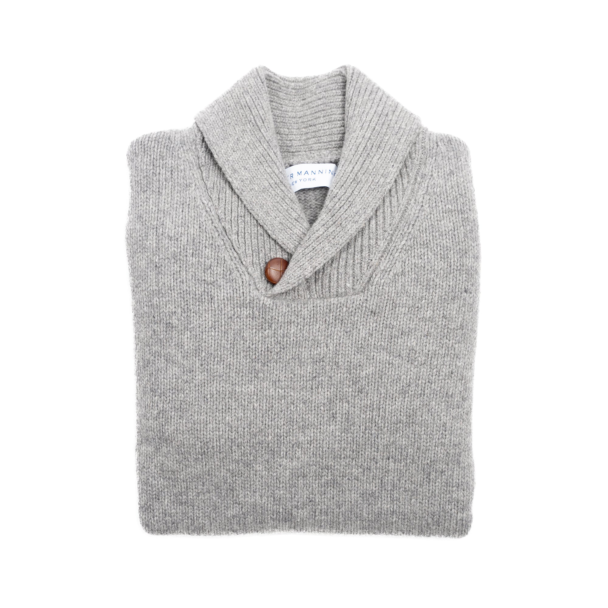 Wool Shawl Collar Sweaters - Grey