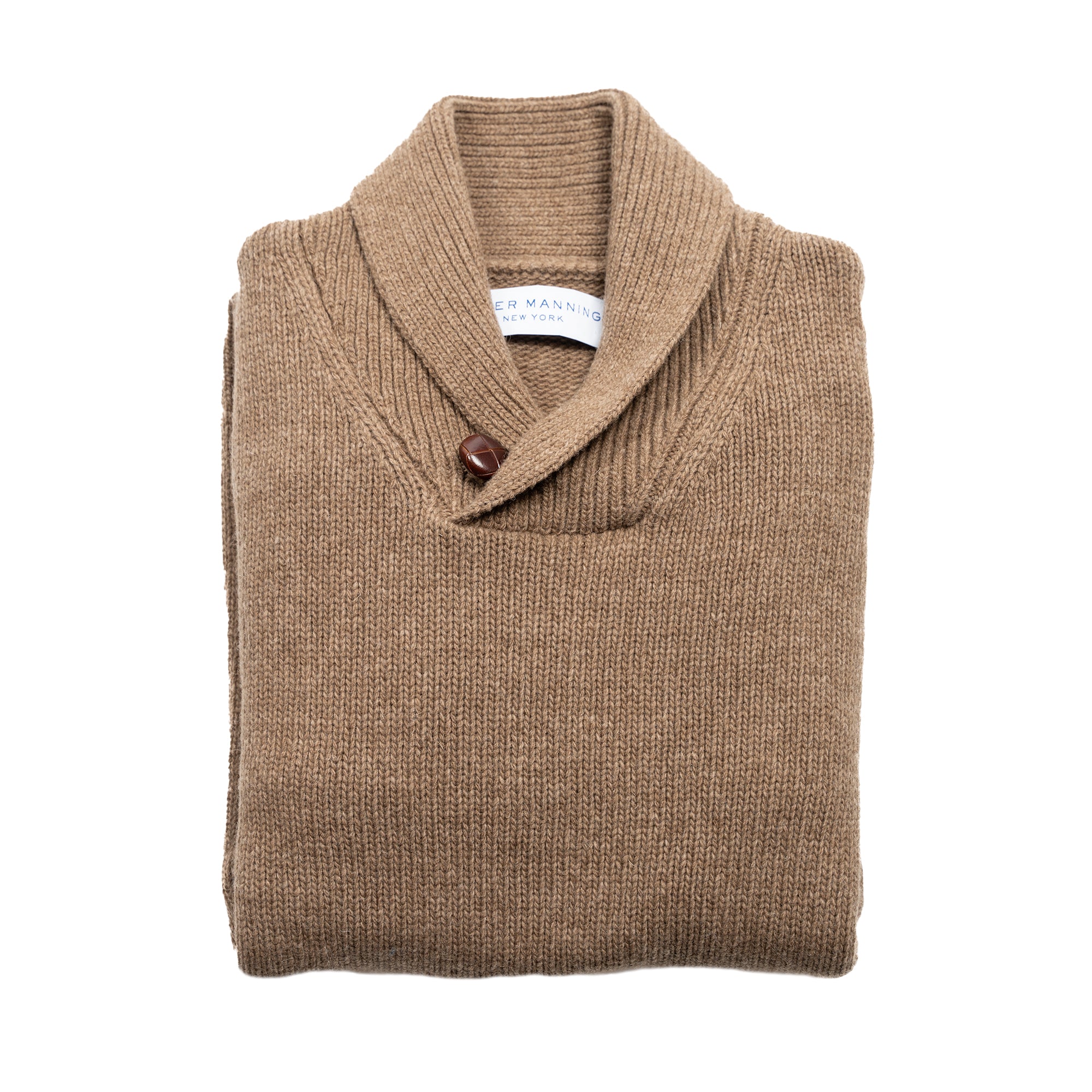 Wool Shawl Collar Sweaters - Brown