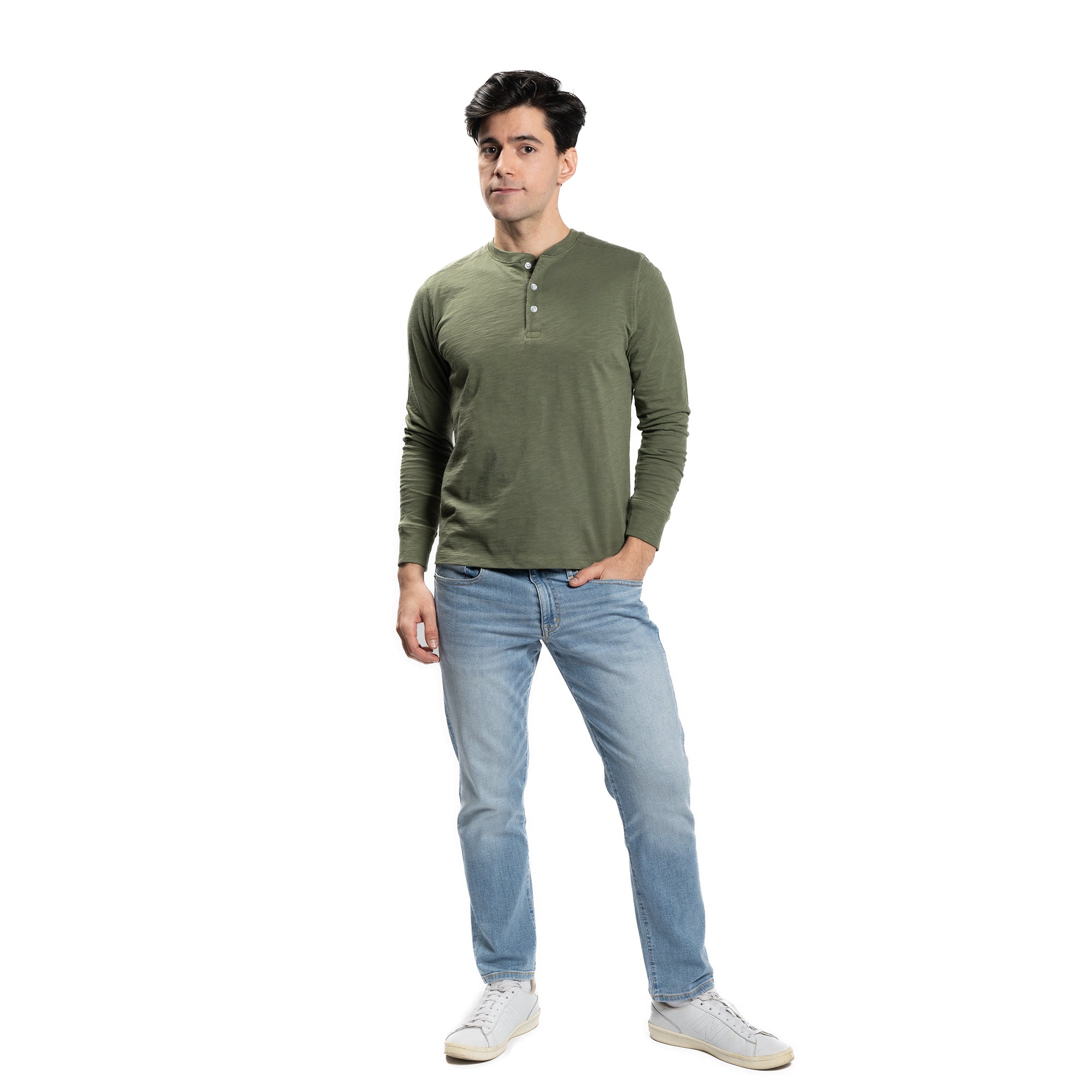 Henley Shirt Long Sleeve - Olive