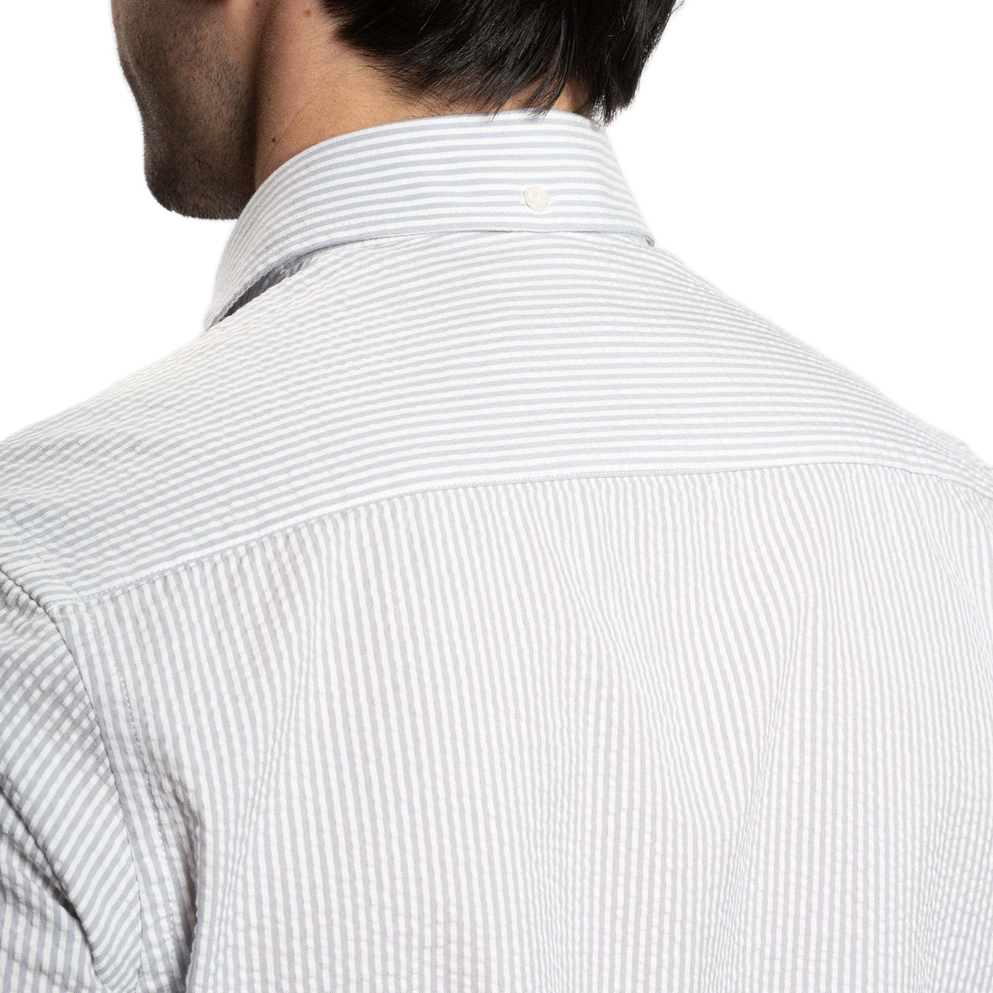 Seersucker Short Sleever - Grey Stripe
