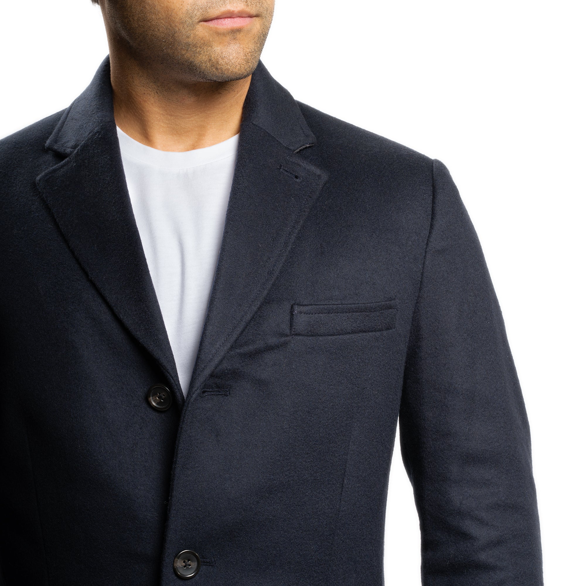 Fulton Wool Cashmere Topcoat - Navy