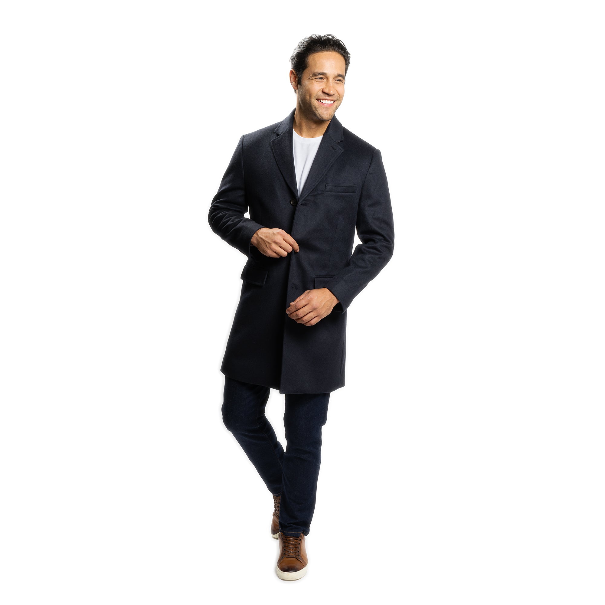 Fulton Wool Cashmere Topcoat - Navy