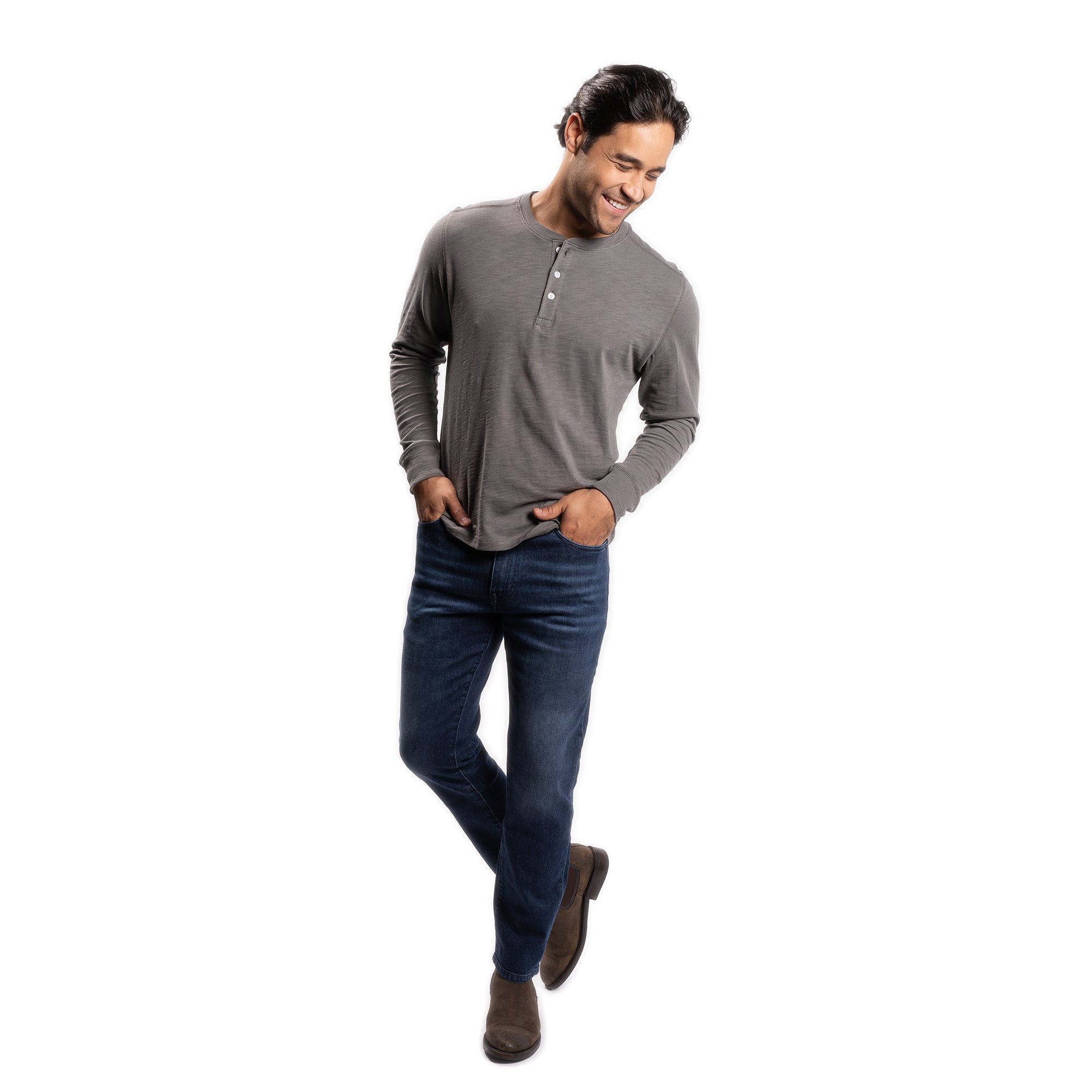 Henley Shirt Long Sleeve - Charcoal