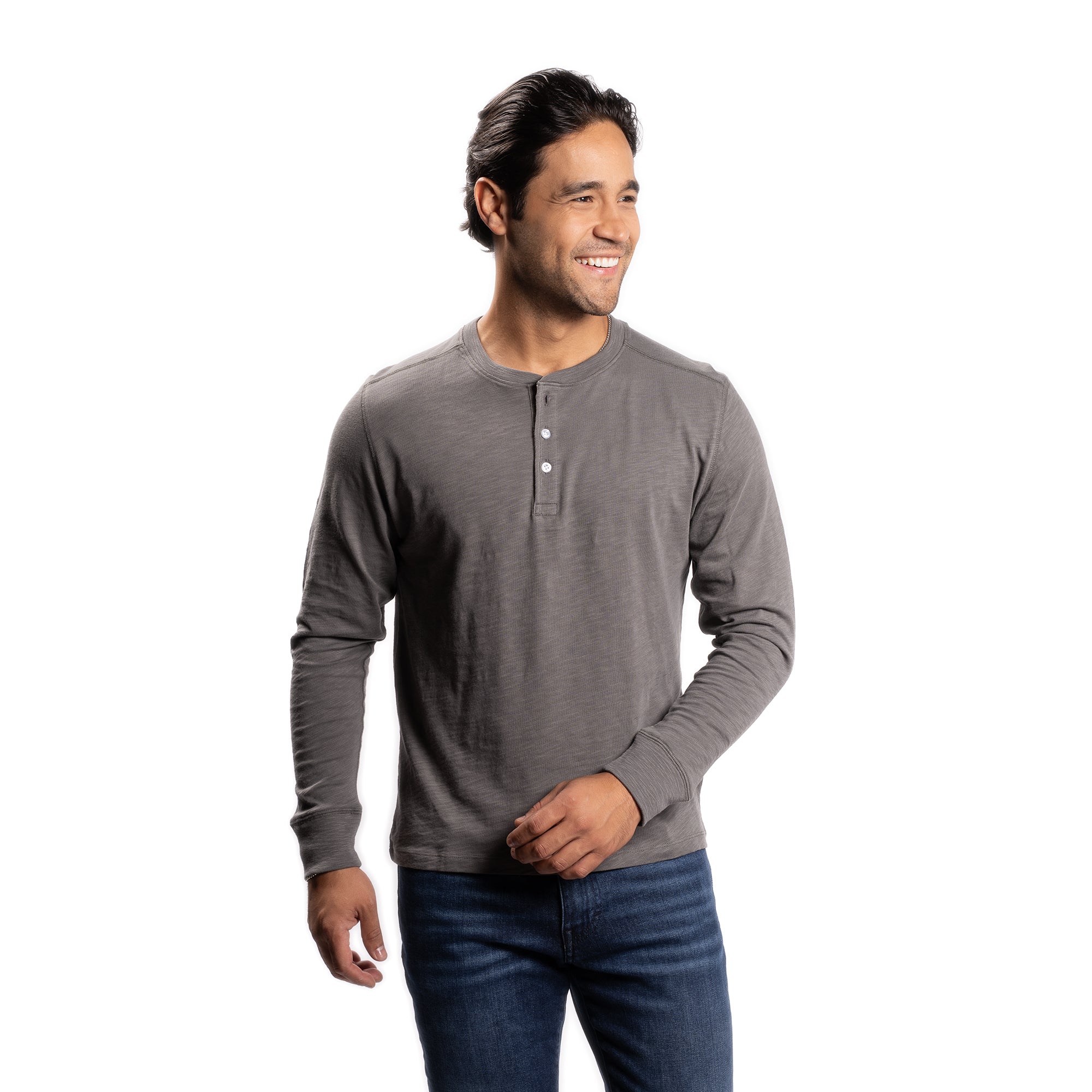 Henley Shirt Long Sleeve - Charcoal