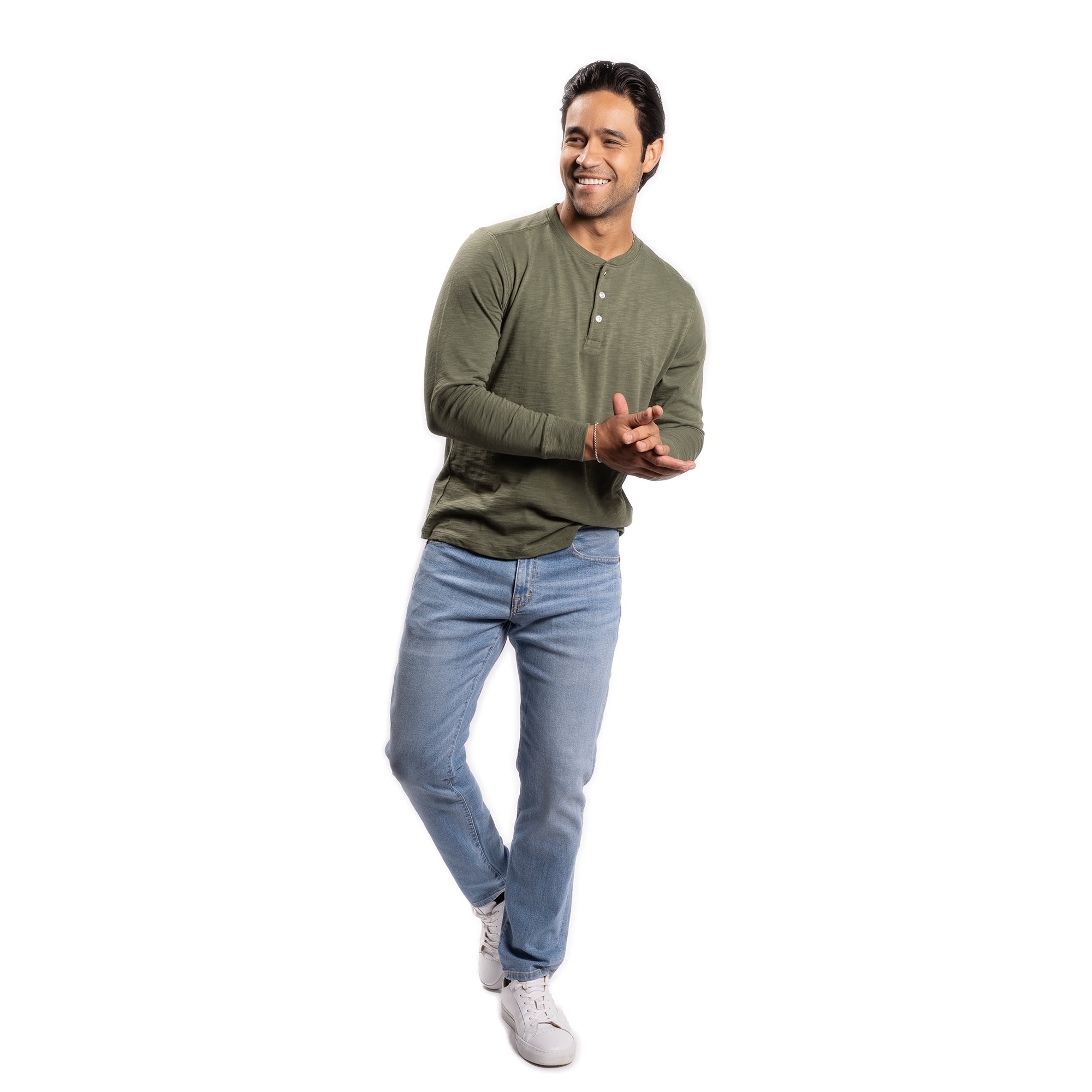 Henley Shirt Long Sleeve - Olive