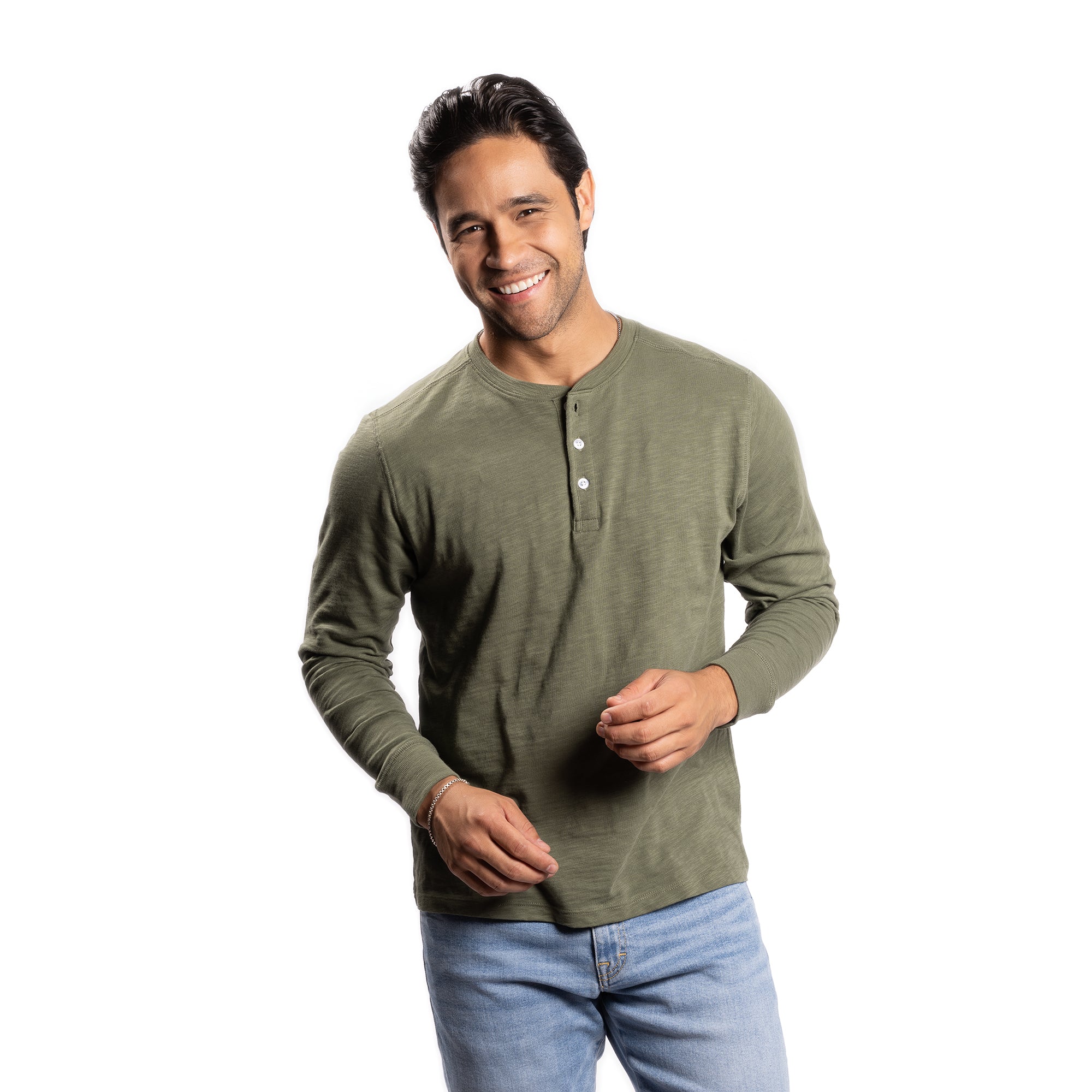 Henley Shirt Long Sleeve - Olive