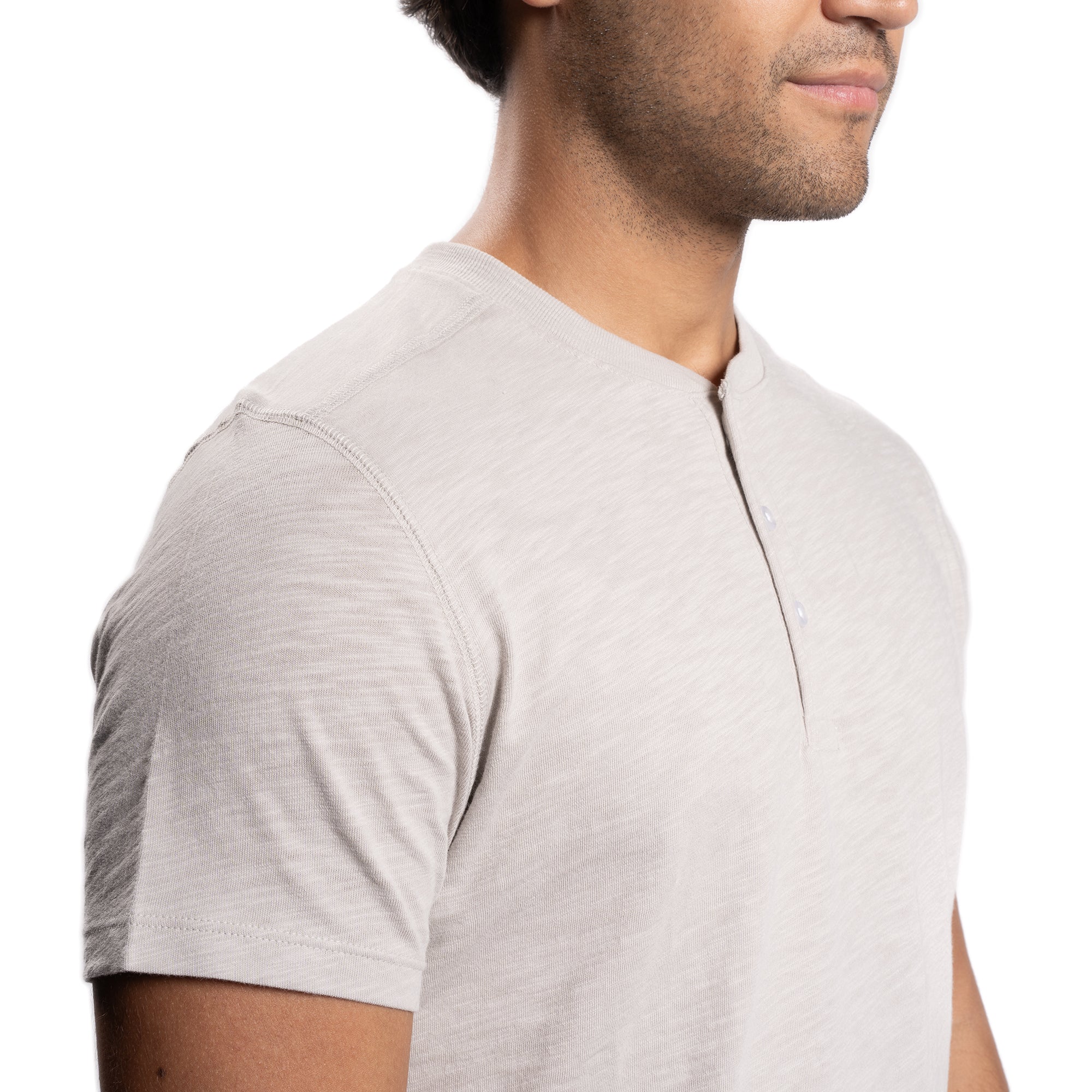 Henley Shirt Short Sleeve - Light Grey