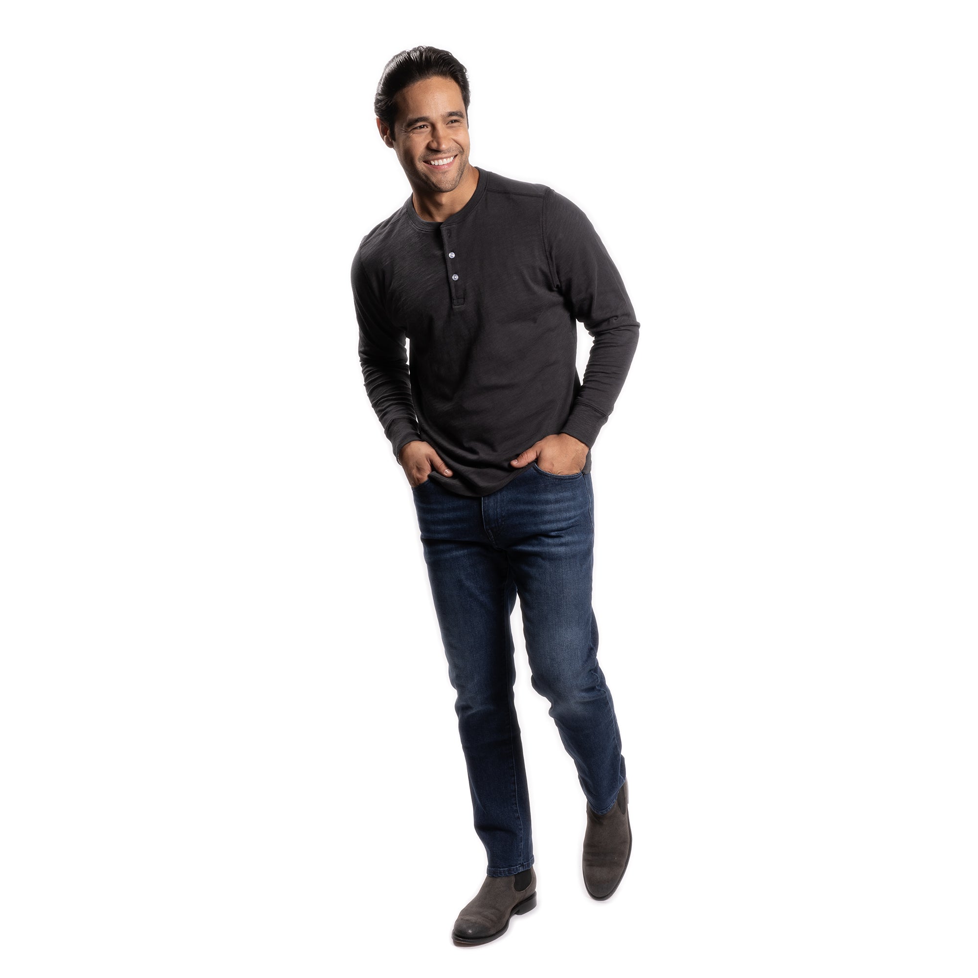 Henley Shirt Long Sleeve - Black