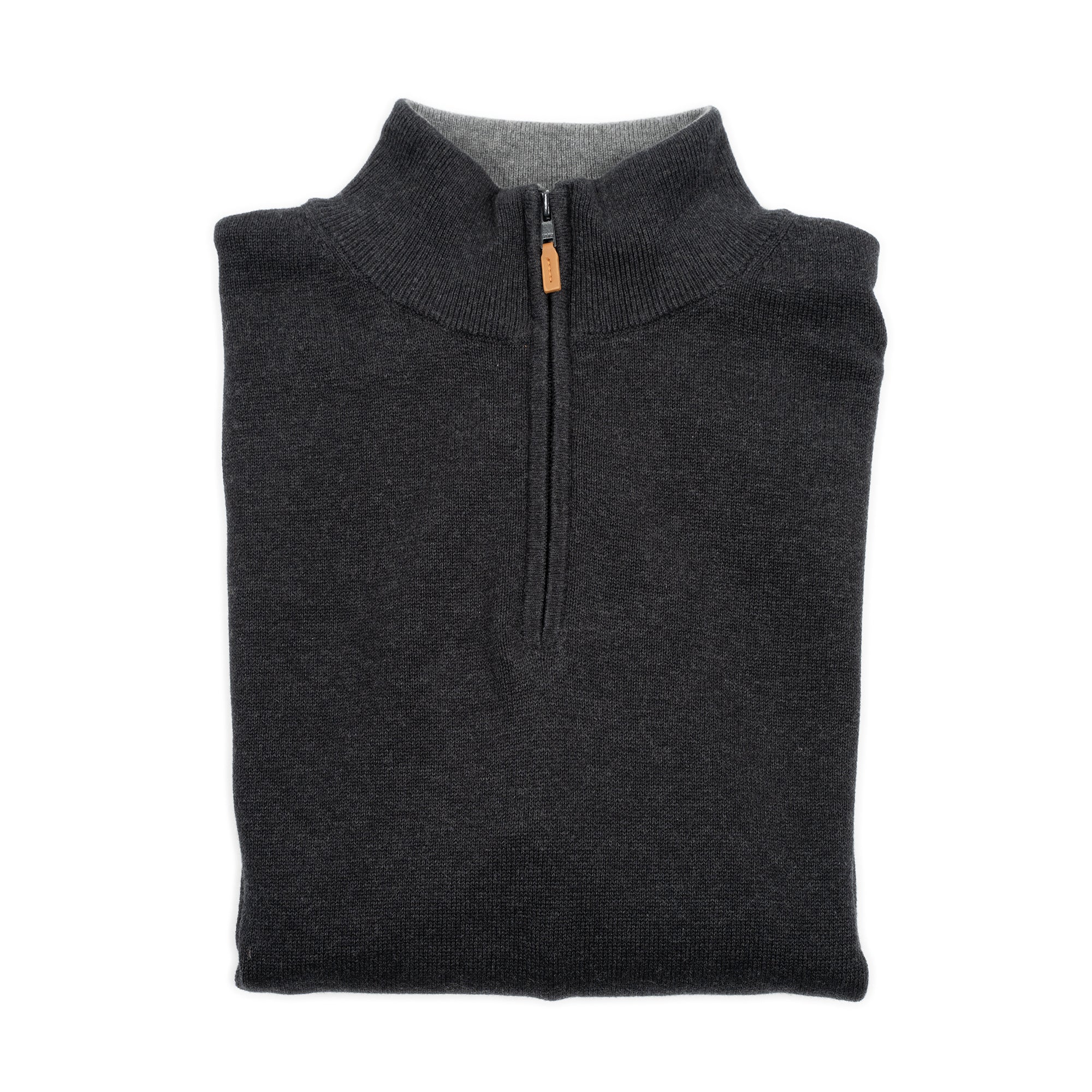 Cotton Quarter Zip Sweaters - Black