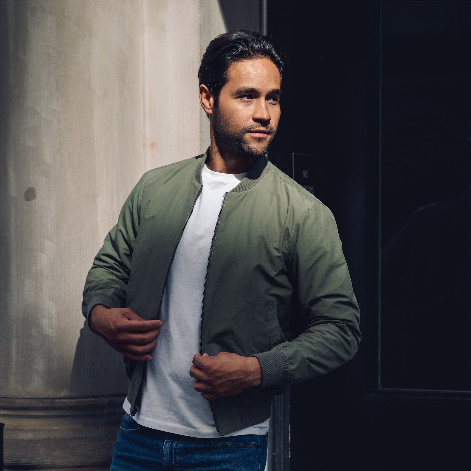 bomber jacket with dress shirt Bomber Jacket, Olive
